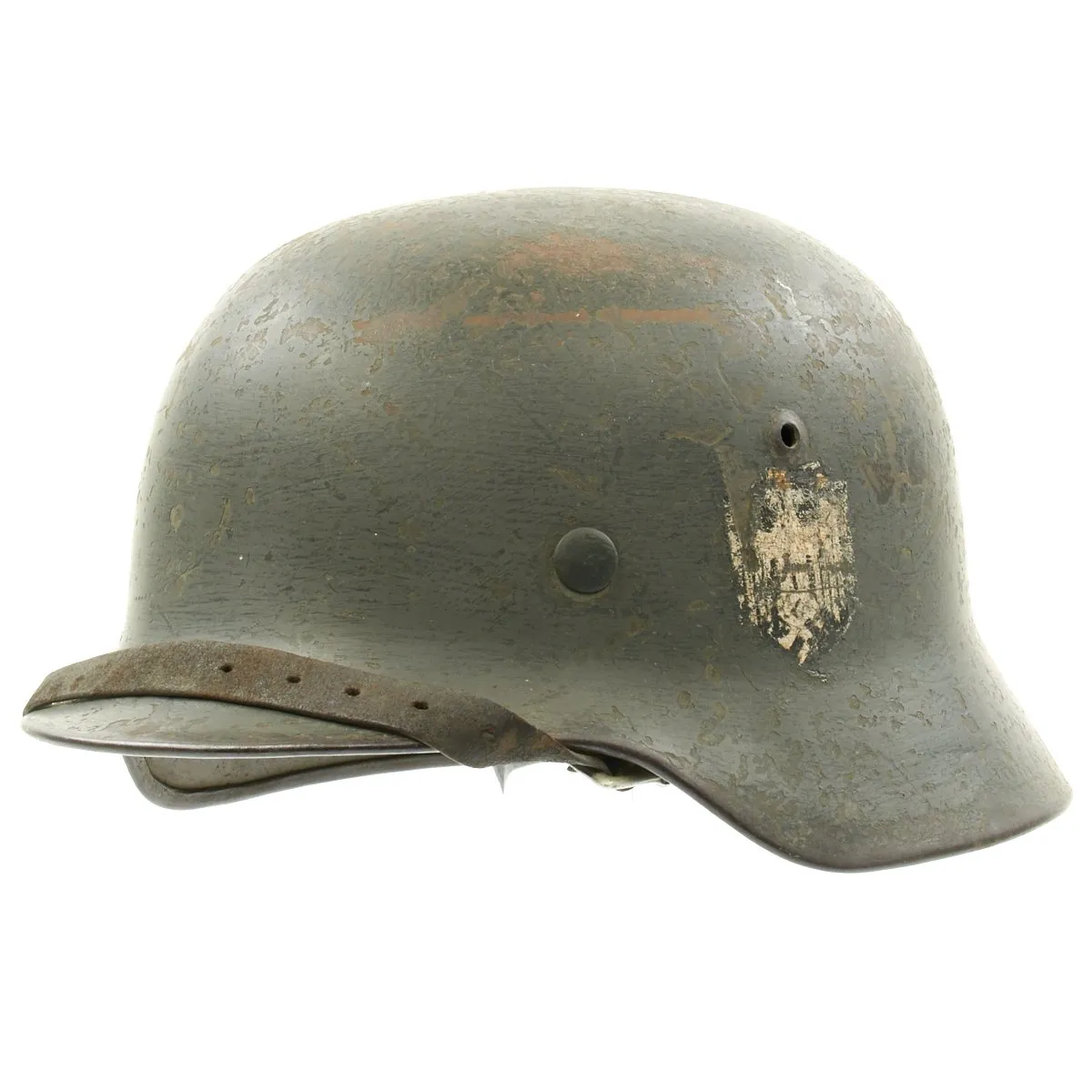 Original German WWII Army Heer M35 Double Decal Named Steel Helmet - ET64