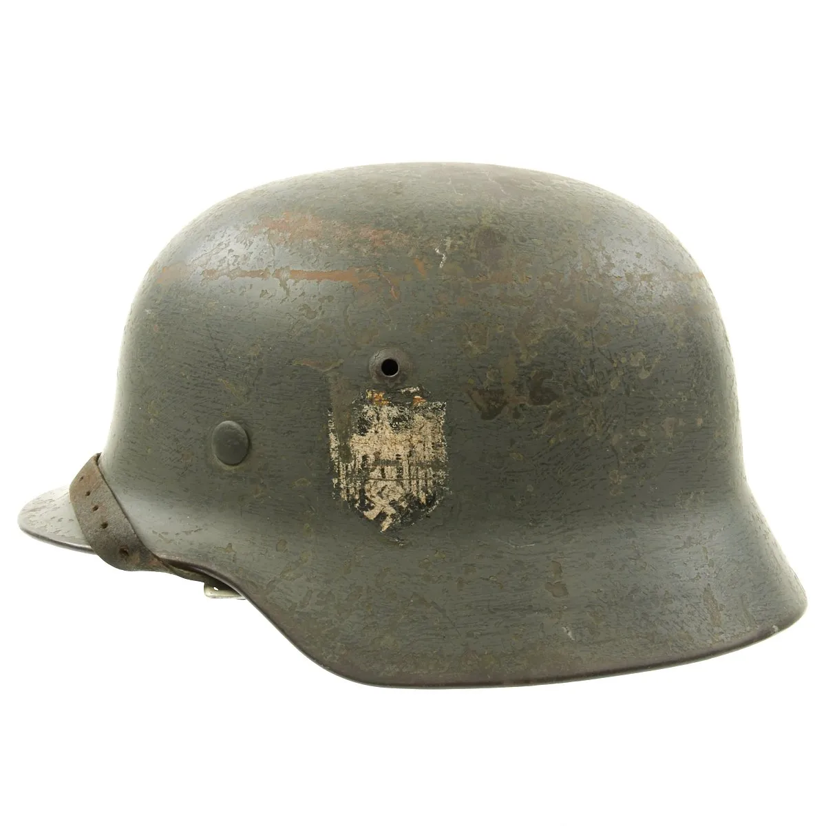 Original German WWII Army Heer M35 Double Decal Named Steel Helmet - ET64