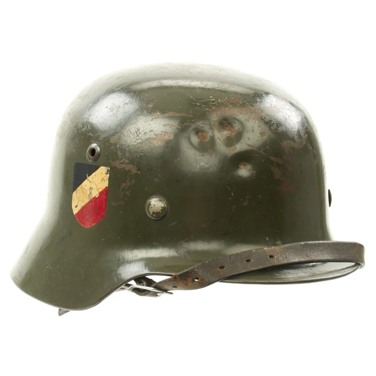 Original German WWII Army Heer M35 Double Decal Named Steel Helmet - NS64