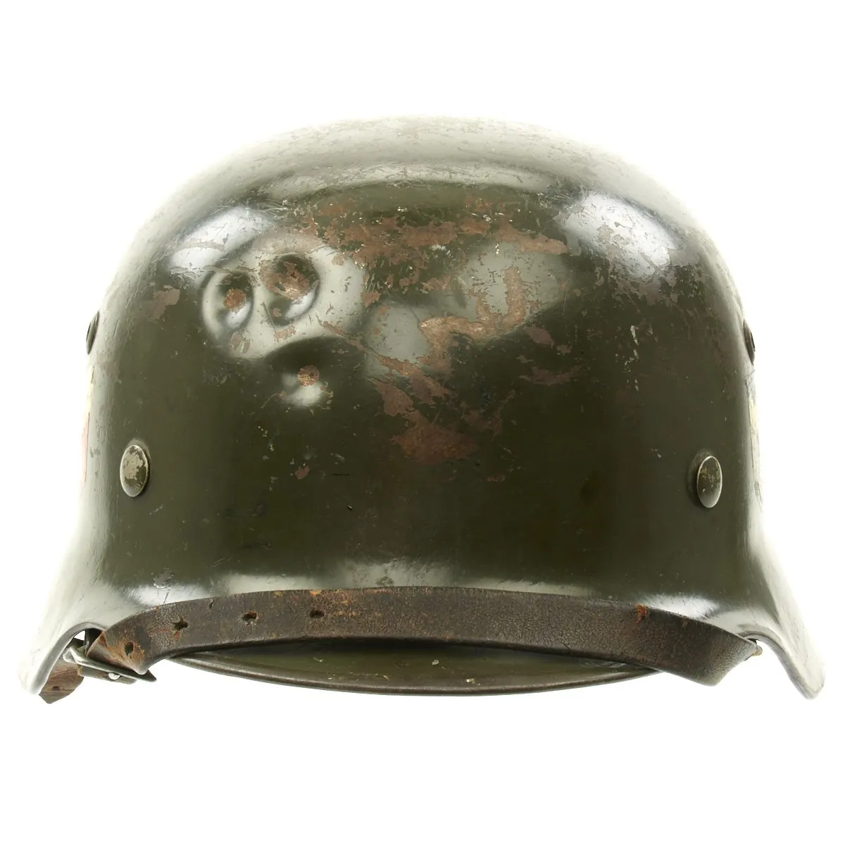 Original German WWII Army Heer M35 Double Decal Named Steel Helmet - NS64