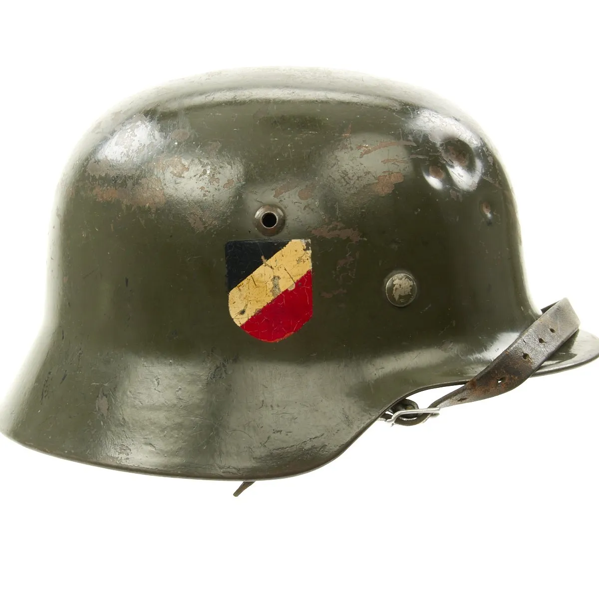 Original German WWII Army Heer M35 Double Decal Named Steel Helmet - NS64