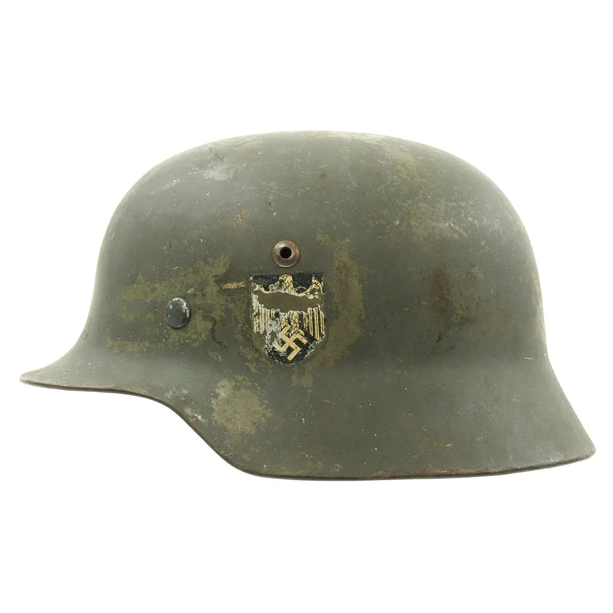 Original German WWII Army Heer M35 Double Decal Steel Helmet - ET64