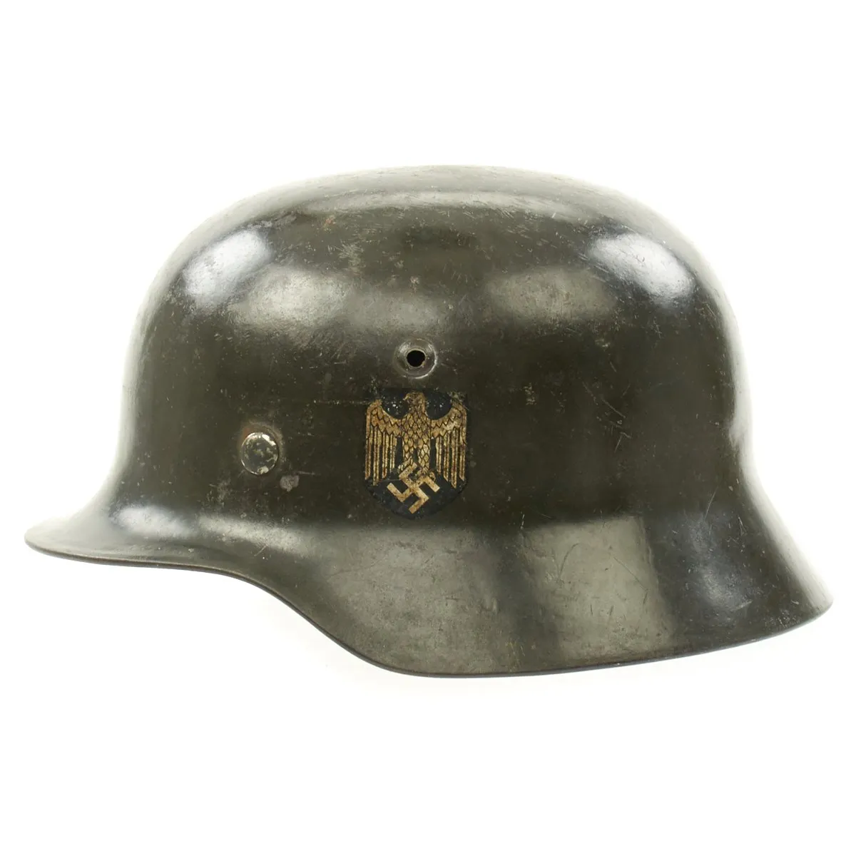 Original German WWII Army Heer M35 Double Decal Steel Helmet with Size 56 Liner - EF64