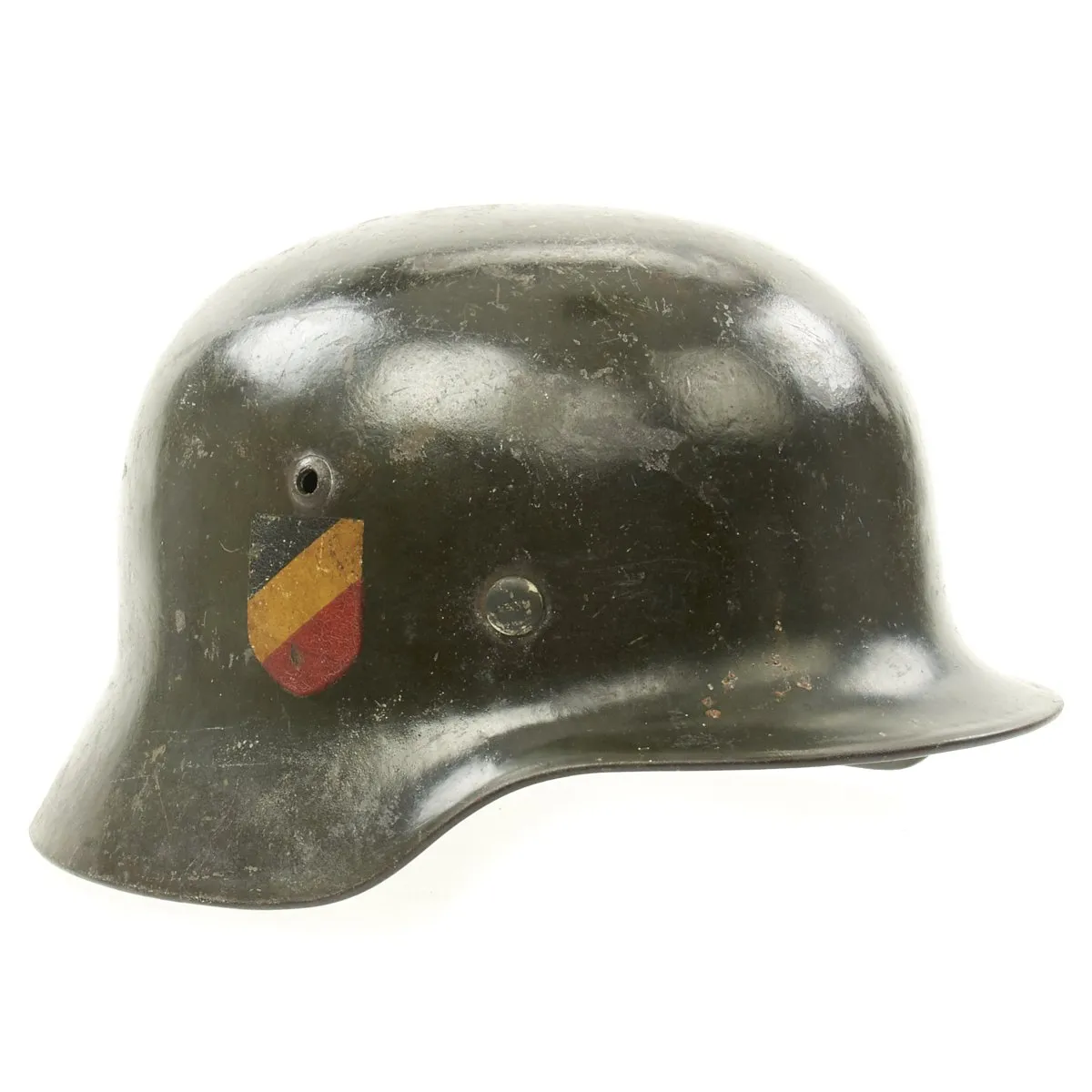 Original German WWII Army Heer M35 Double Decal Steel Helmet with Size 56 Liner - EF64