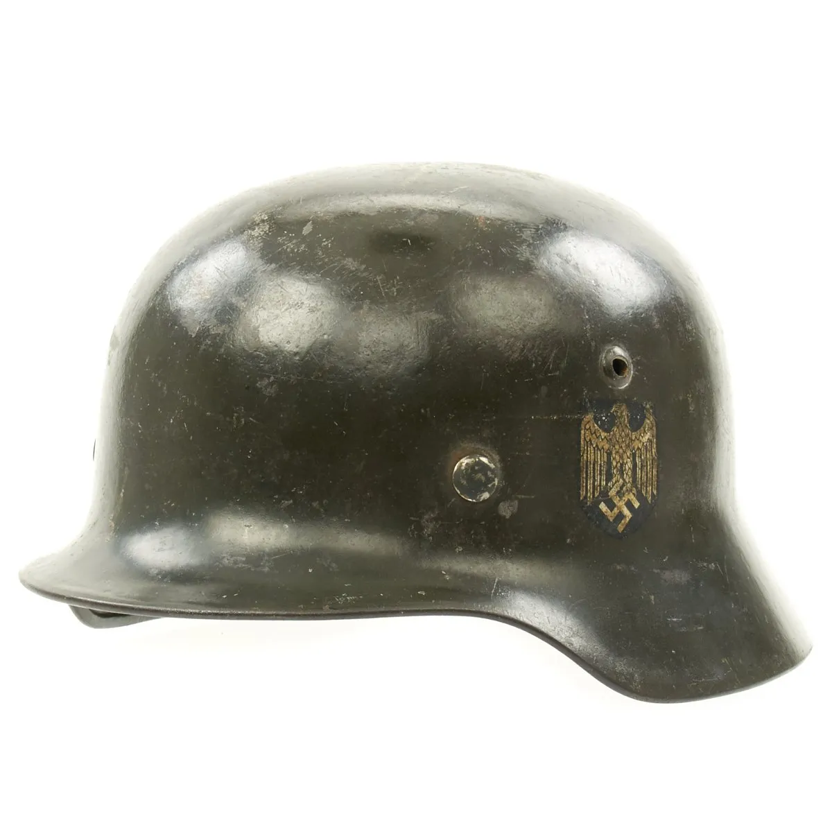 Original German WWII Army Heer M35 Double Decal Steel Helmet with Size 56 Liner - EF64