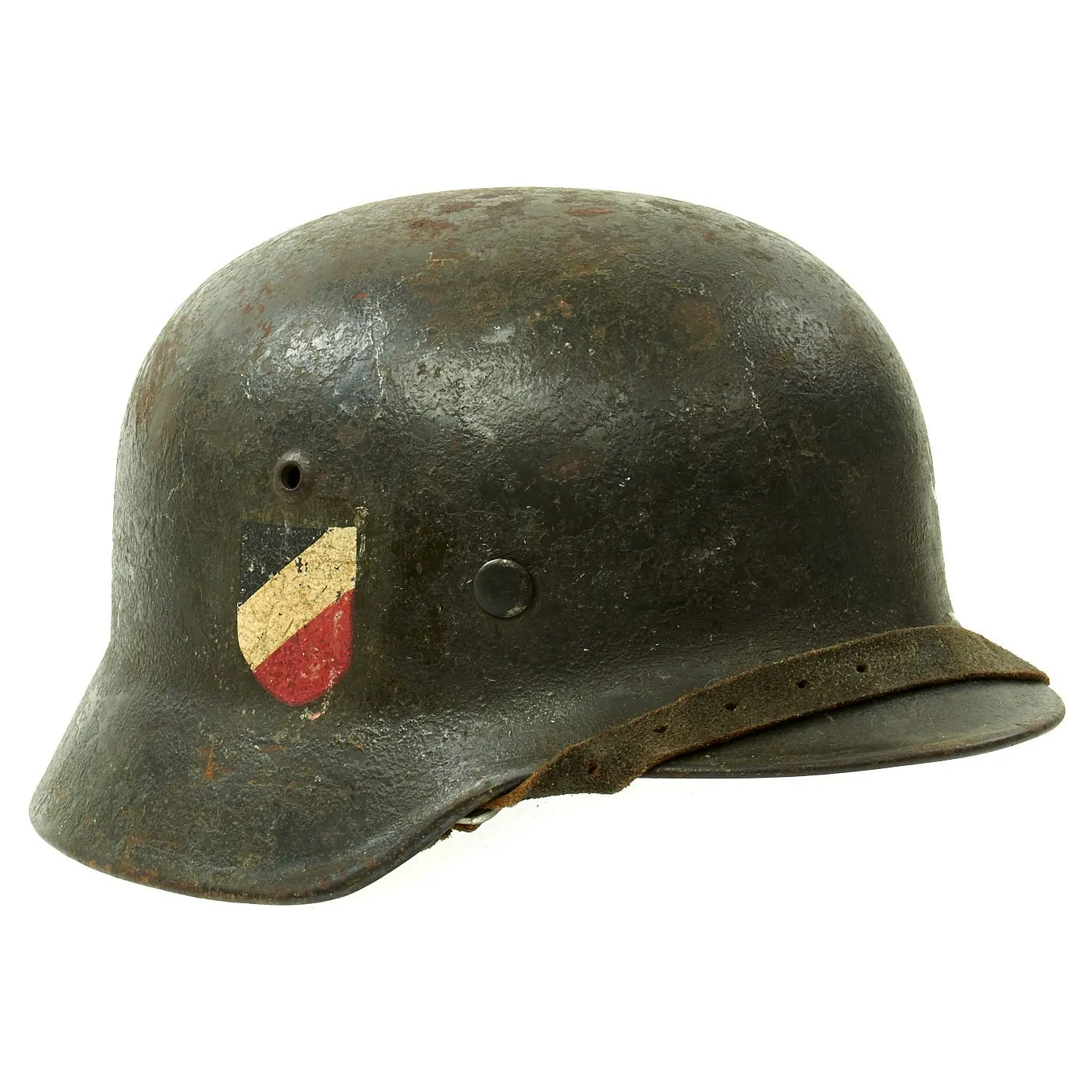 Original German WWII Army Heer M35 Double Decal Steel Helmet with Textured Paint - Q64