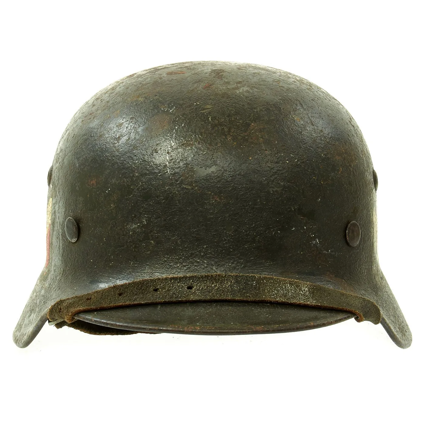 Original German WWII Army Heer M35 Double Decal Steel Helmet with Textured Paint - Q64