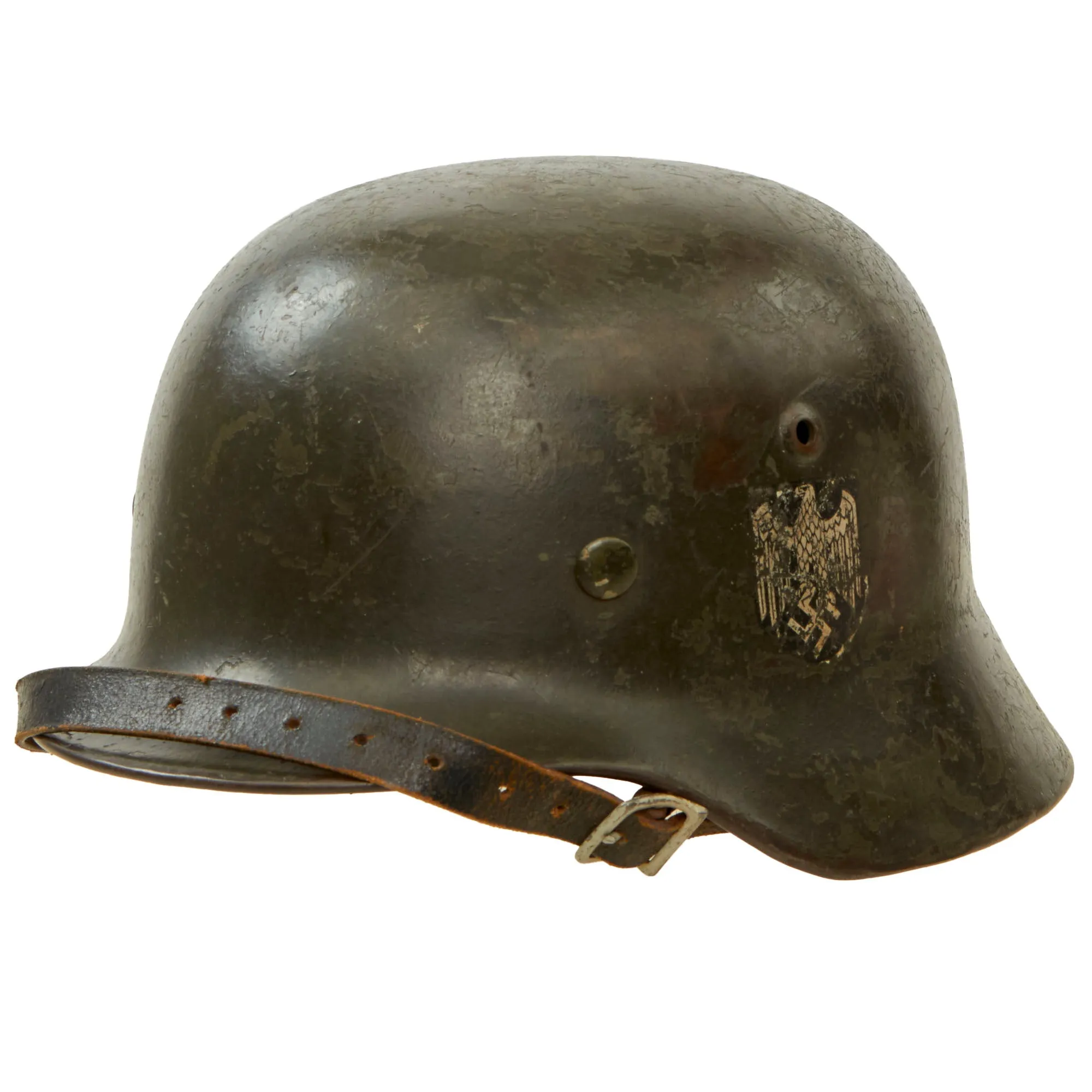 Original German WWII Army Heer M35 Former Double Decal Helmet with 1937 Dated 57cm Liner & Chinstrap - marked ET64