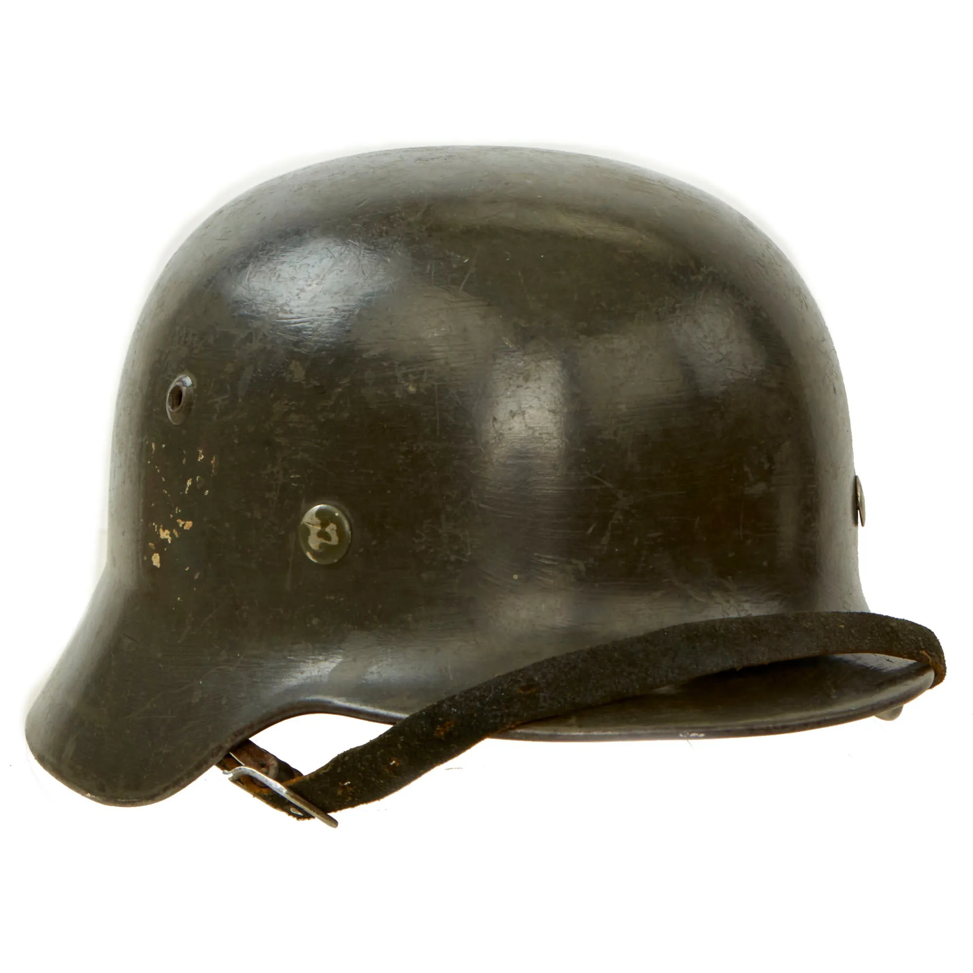 Original German WWII Army Heer M35 Former Double Decal Helmet with 56cm Liner & Chinstrap - Stamped ET64