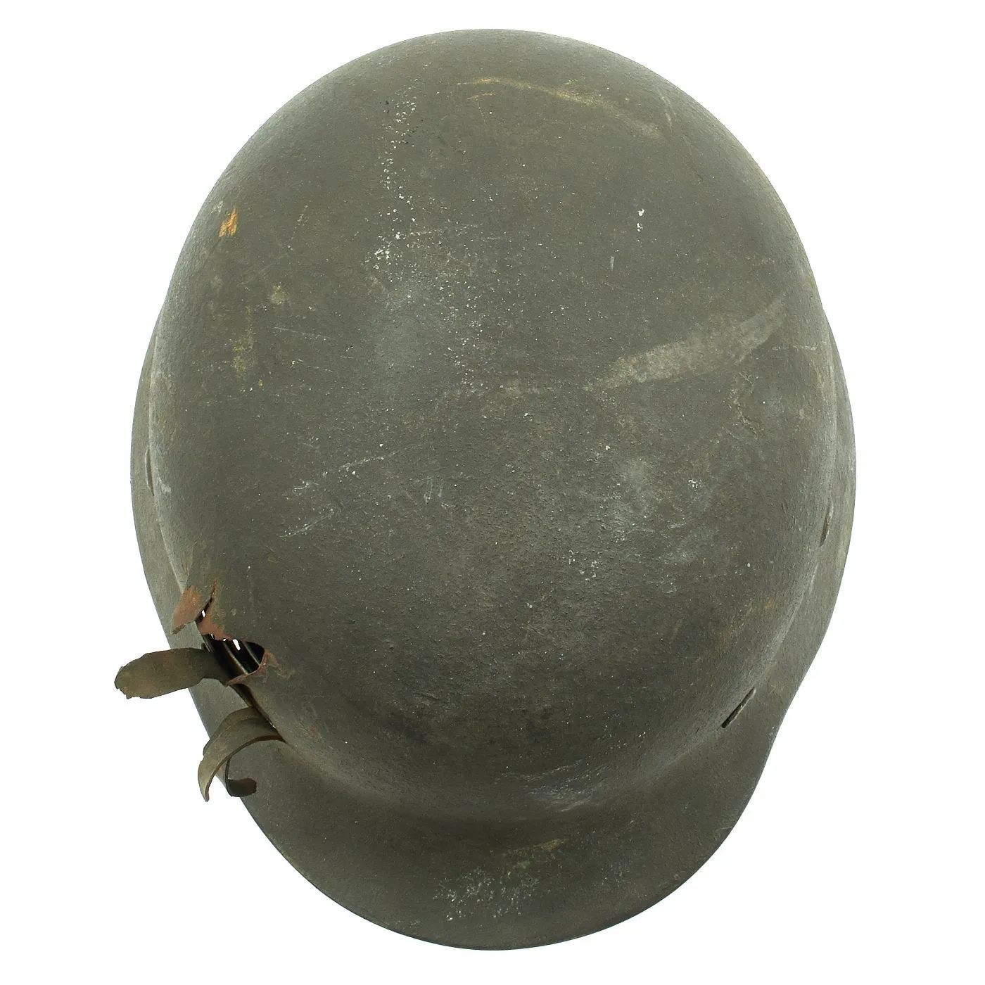 Original German WWII Army Heer M35 KIA Shot Through Steel Helmet with Textured Paint - Q62