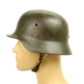 Original German WWII Army Heer M35 Named Double Decal Helmet - ET62