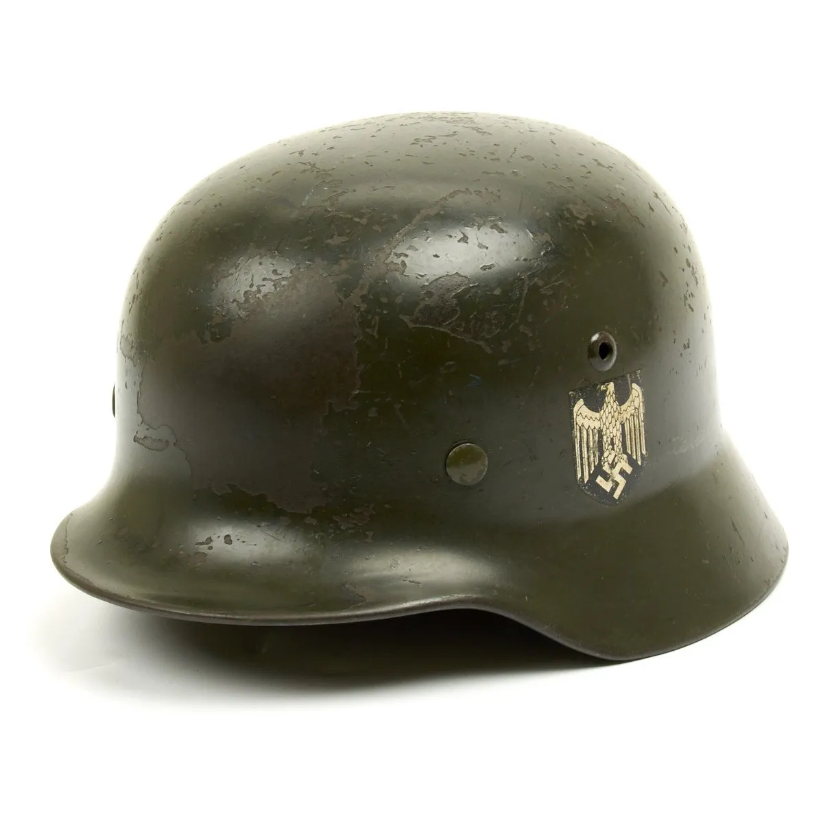 Original German WWII Army Heer M35 Named Double Decal Helmet - Q64