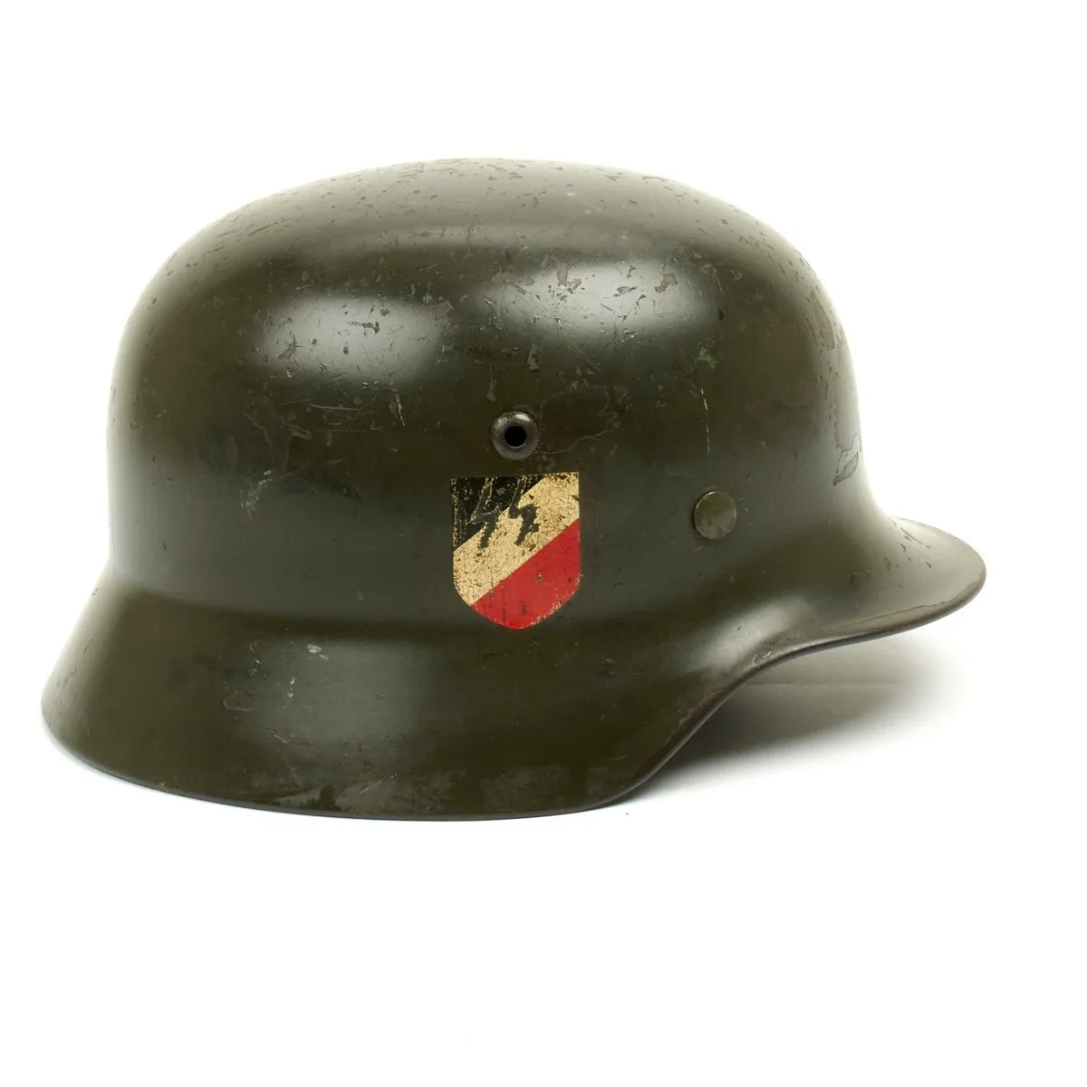 Original German WWII Army Heer M35 Named Double Decal Helmet - Q64