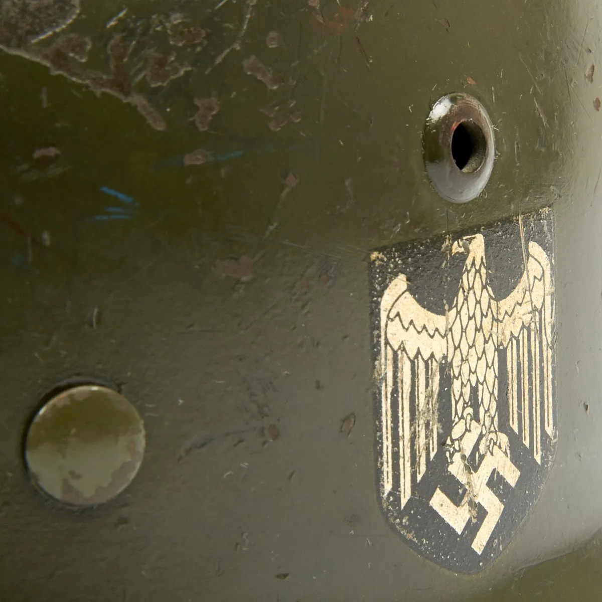 Original German WWII Army Heer M35 Named Double Decal Helmet - Q64