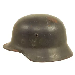 Original German WWII Army Heer M35 Overpainted Single Decal Helmet with Relic 55cm Liner - Q62