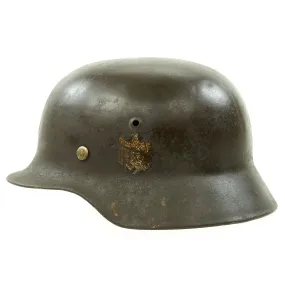 Original German WWII Army Heer M35 Single Decal Steel Helmet with Size 56 Liner - EF64