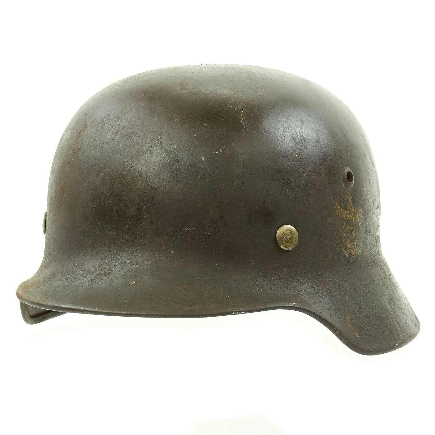 Original German WWII Army Heer M35 Single Decal Steel Helmet with Size 56 Liner - EF64