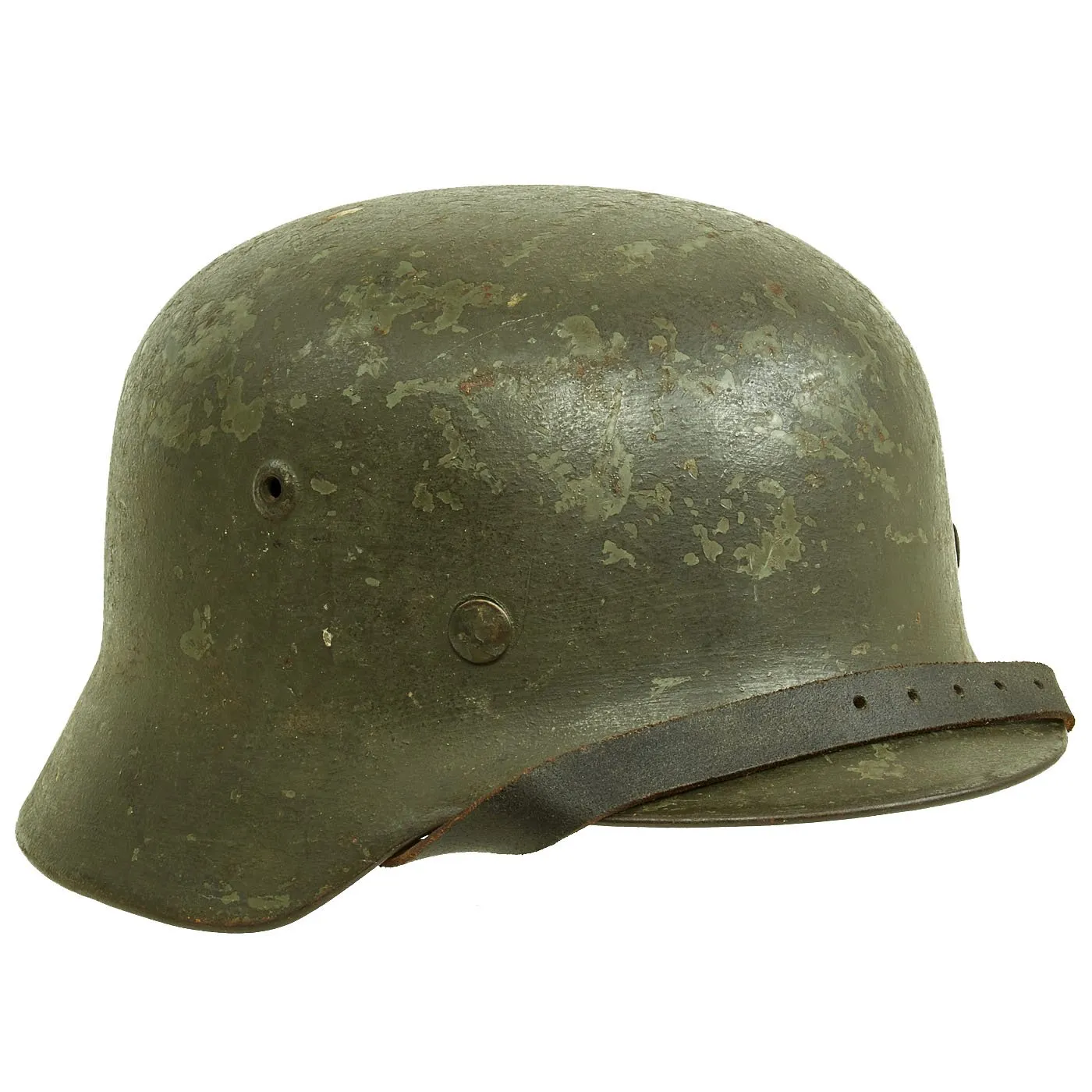 Original German WWII Army Heer M35 Single Decal Steel Helmet with Size 57 Liner and Chinstrap - Q64