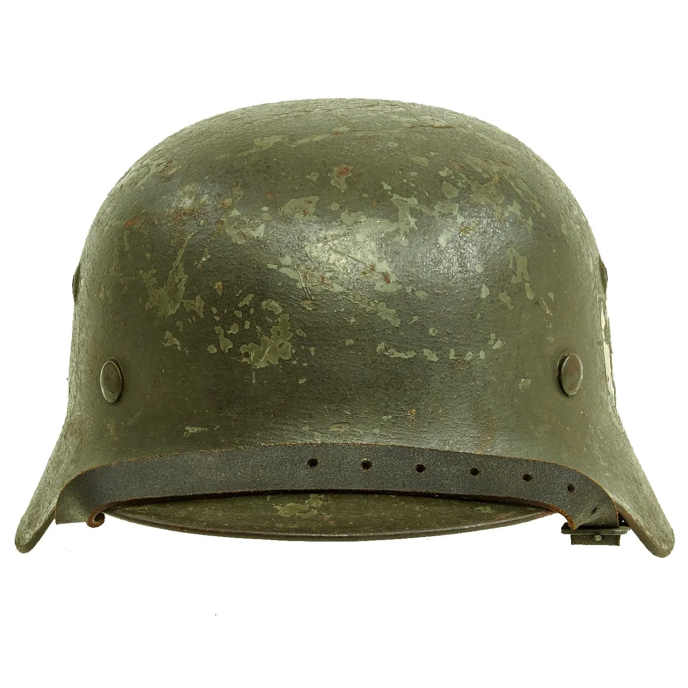 Original German WWII Army Heer M35 Single Decal Steel Helmet with Size 57 Liner and Chinstrap - Q64