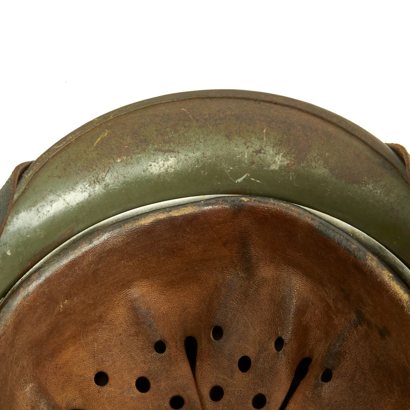 Original German WWII Army Heer M35 Single Decal Steel Helmet with Size 57 Liner and Chinstrap - Q64