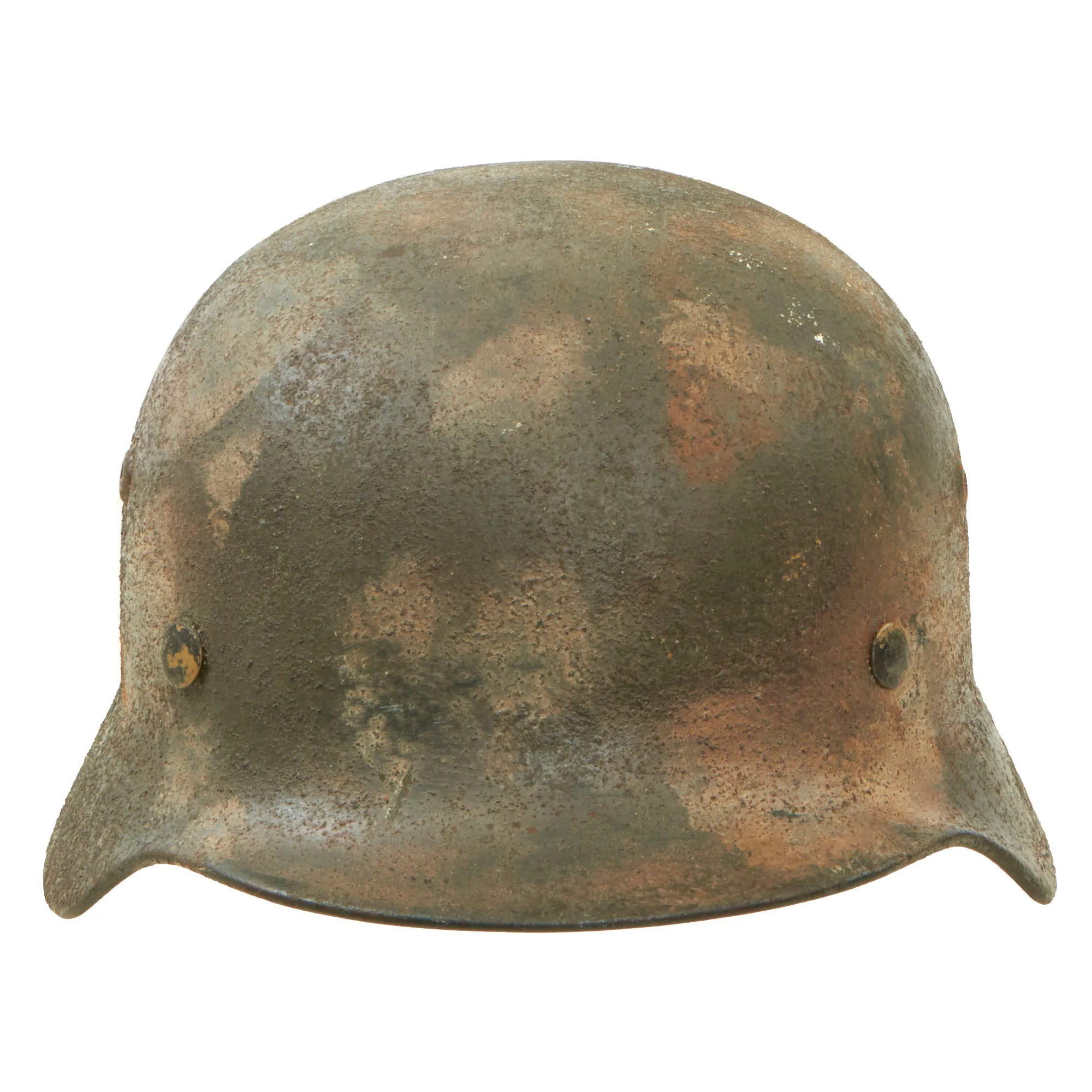 Original German WWII Army Heer M35 Textured Camouflage Helmet with Possible Replaced Liner - Stamped Q62