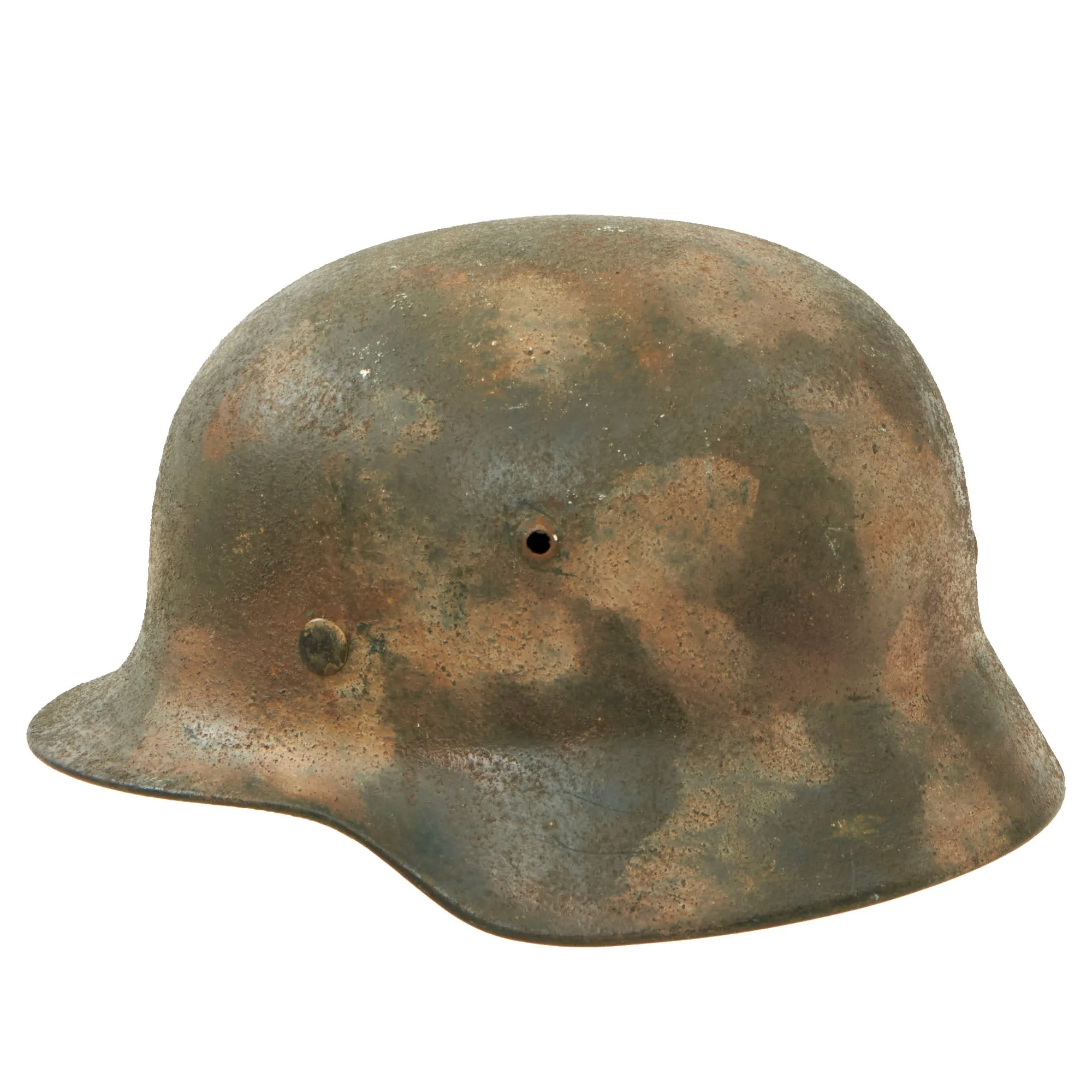 Original German WWII Army Heer M35 Textured Camouflage Helmet with Possible Replaced Liner - Stamped Q62