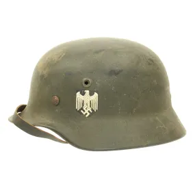 Original German WWII Army Heer M40 Crisp Single Decal Helmet - Q64