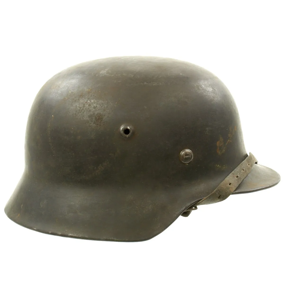 Original German WWII Army Heer M40 Helmet with Liner and Chinstrap - Marked hkp66