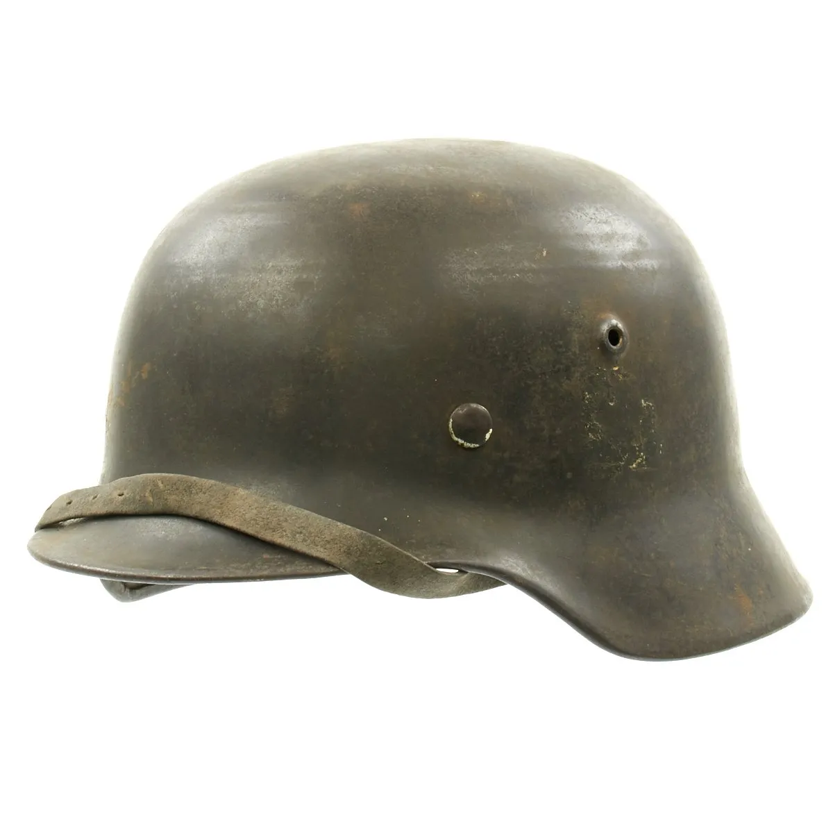 Original German WWII Army Heer M40 Helmet with Liner and Chinstrap - Marked hkp66