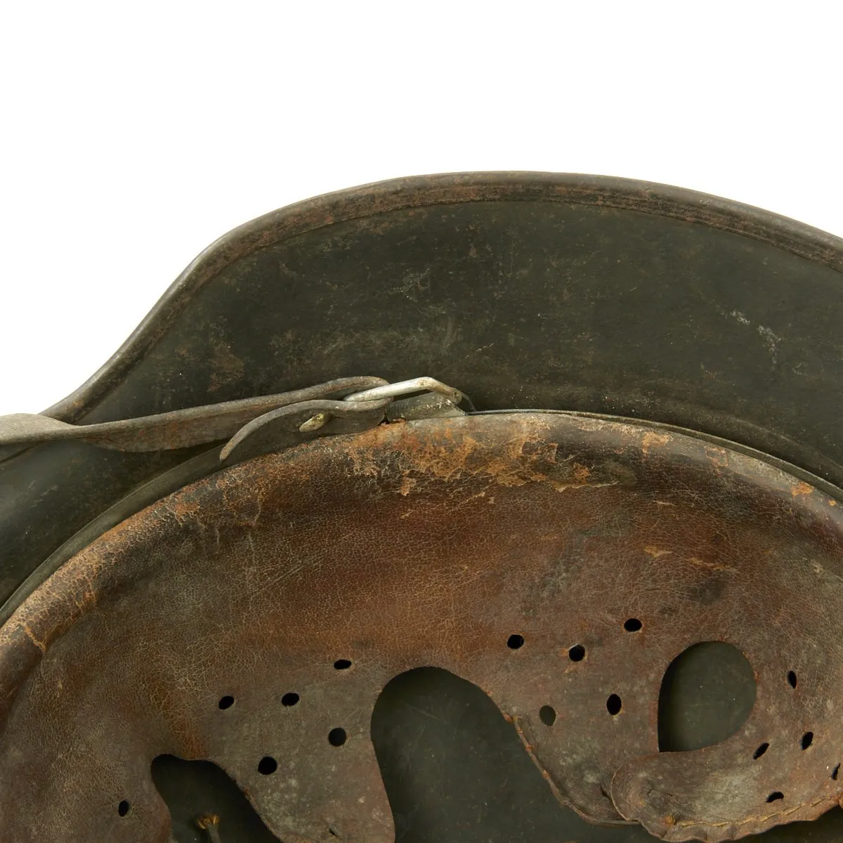 Original German WWII Army Heer M40 Helmet with Liner and Chinstrap - Marked hkp66