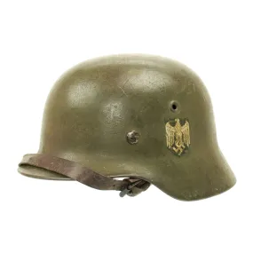 Original German WWII Army Heer M40 Named Single Decal Helmet - ET64