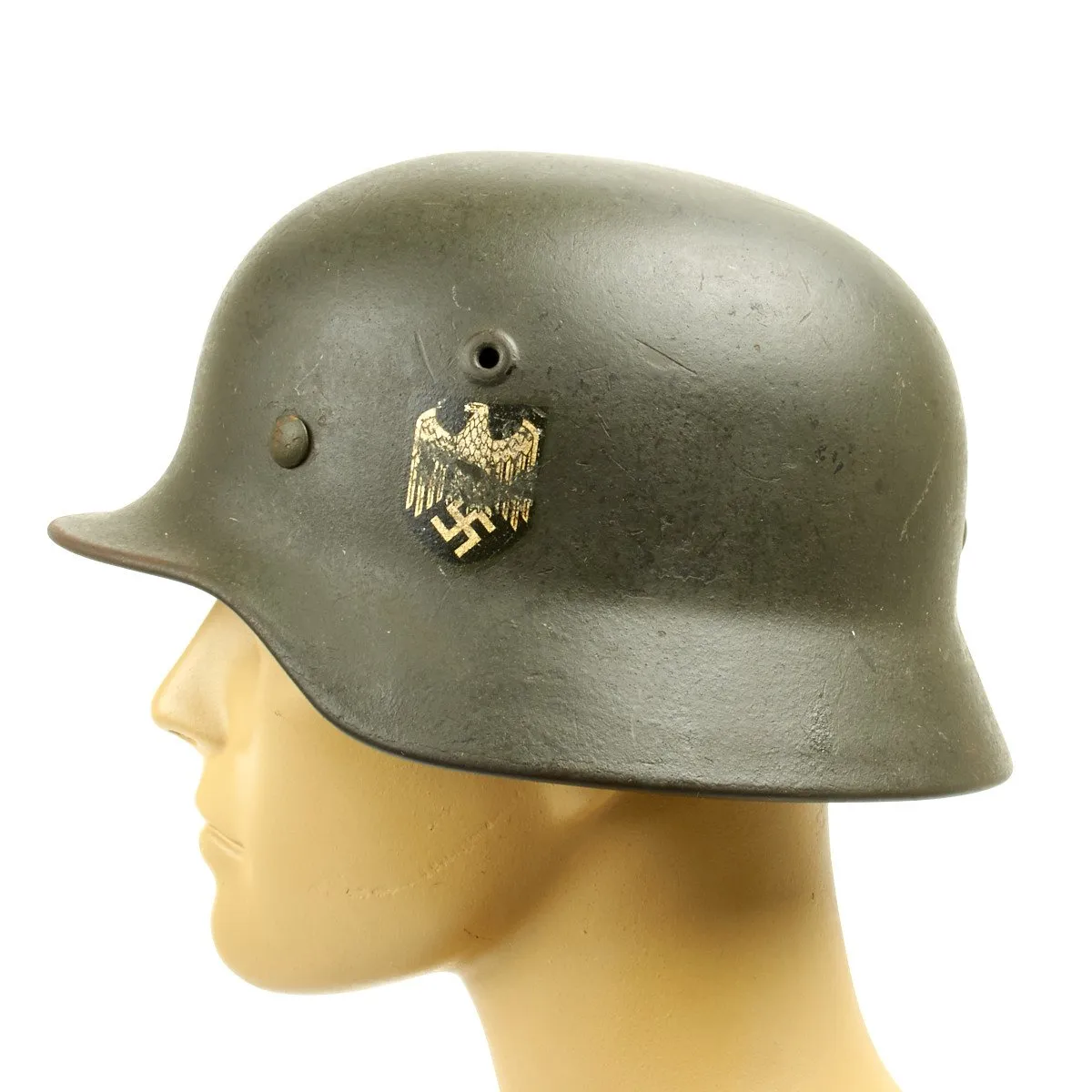 Original German WWII Army Heer M40 Named Single Decal Helmet - Q64