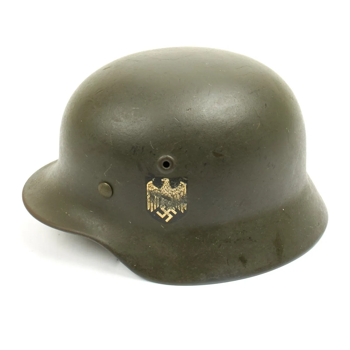 Original German WWII Army Heer M40 Named Single Decal Helmet - Q64