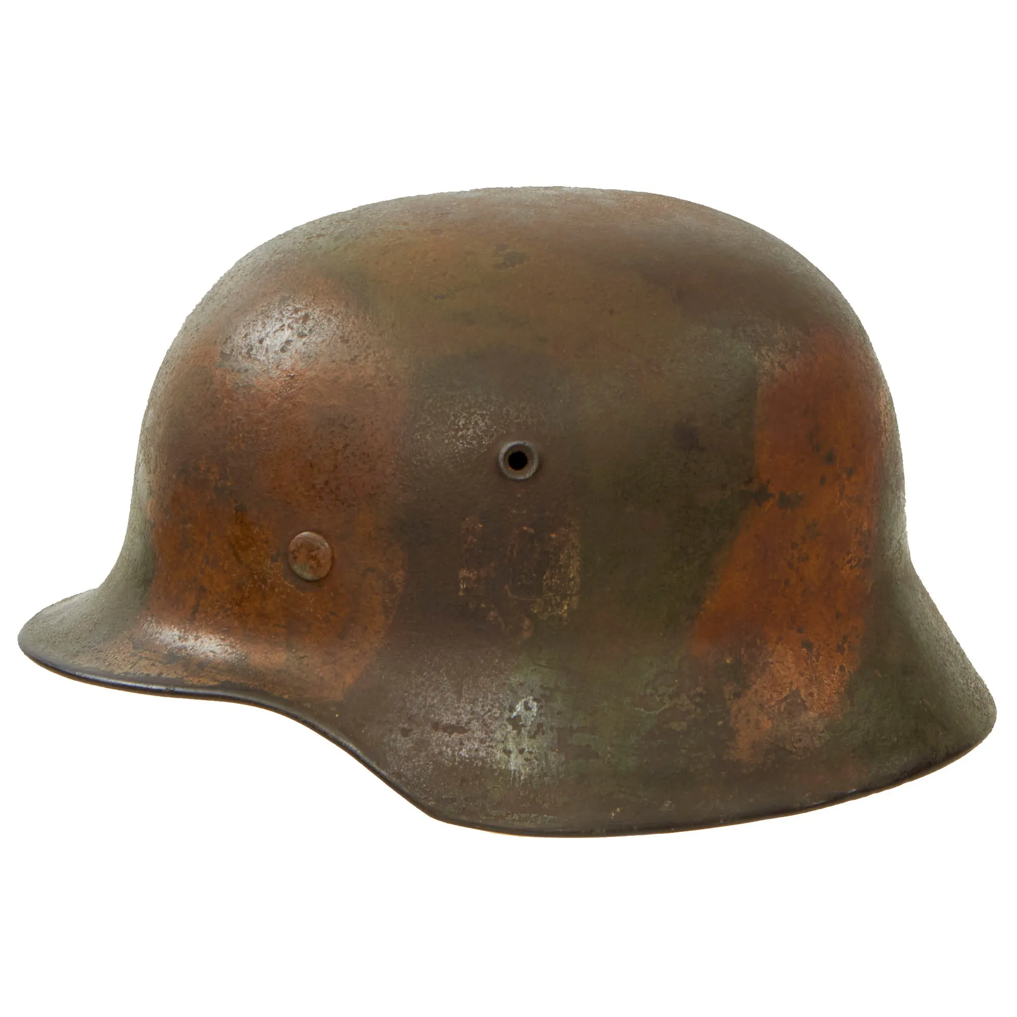 Original German WWII Army Heer M40 No Decal "Normandy" Camouflage Steel Helmet with 57cm Liner - marked NS64