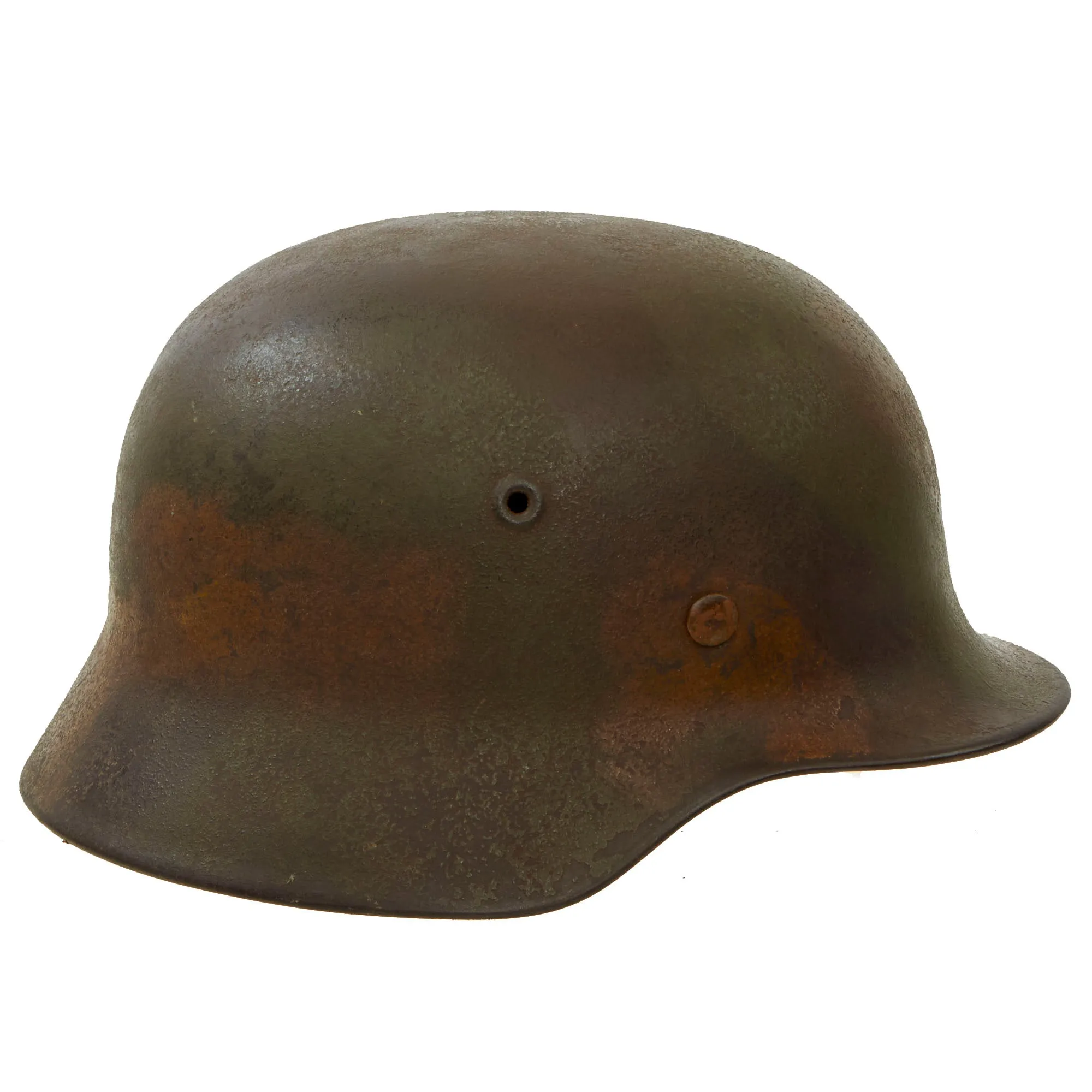 Original German WWII Army Heer M40 No Decal "Normandy" Camouflage Steel Helmet with 57cm Liner - marked NS64