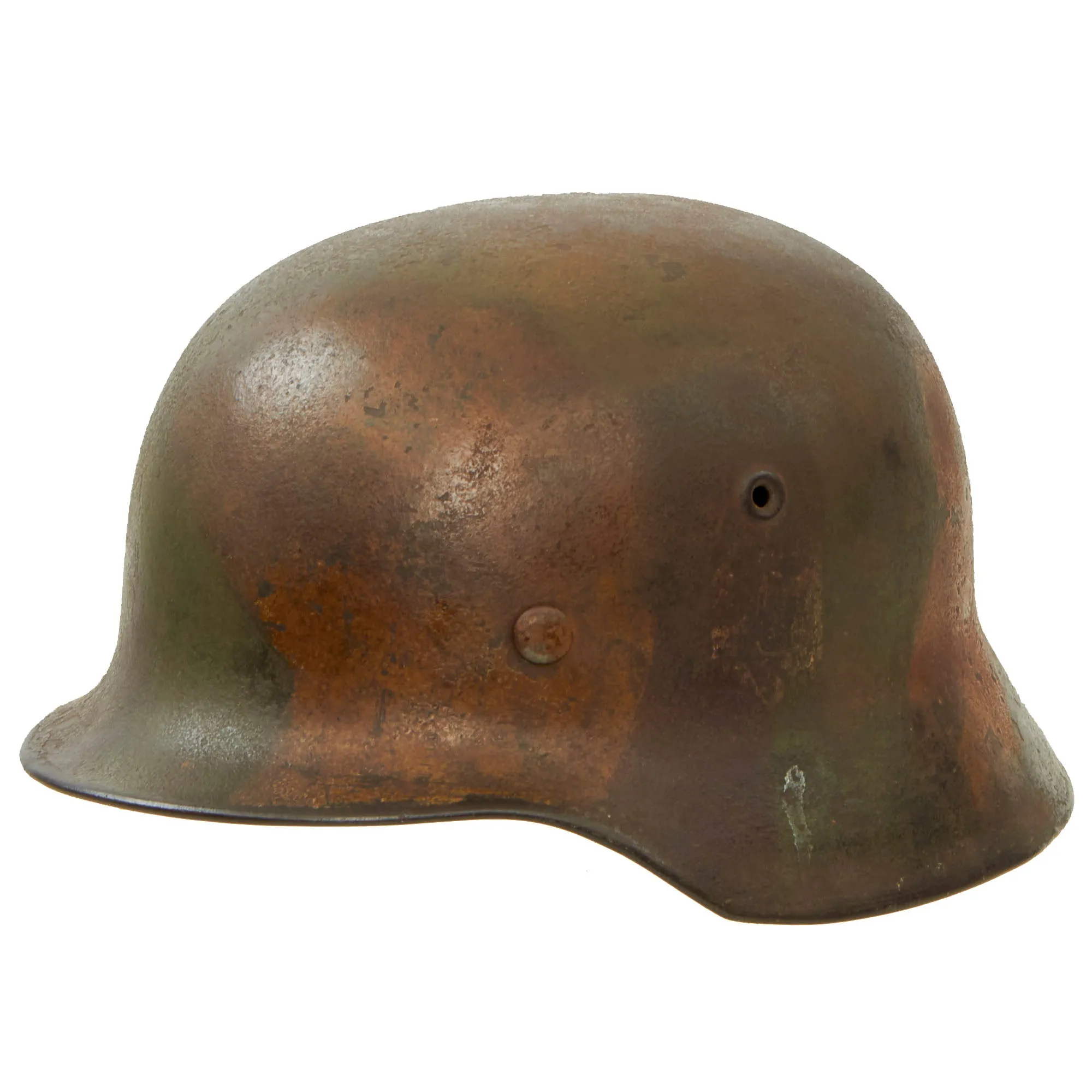 Original German WWII Army Heer M40 No Decal "Normandy" Camouflage Steel Helmet with 57cm Liner - marked NS64