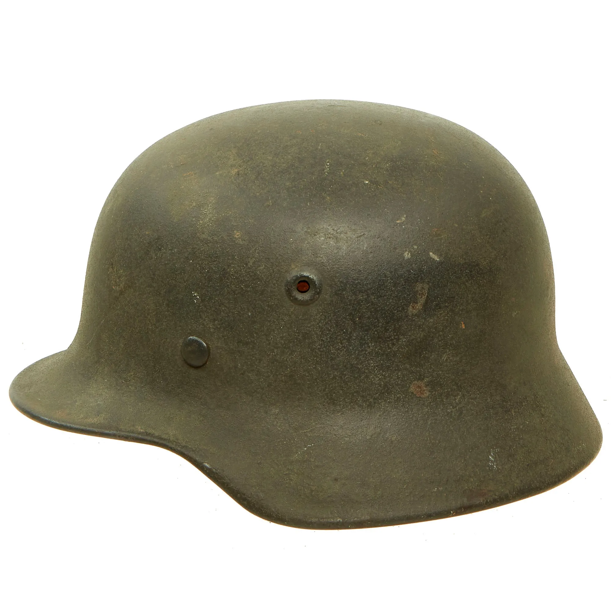 Original German WWII Army Heer M40 No Decal Steel Helmet with Textured Overpaint & 55cm Liner - Q62