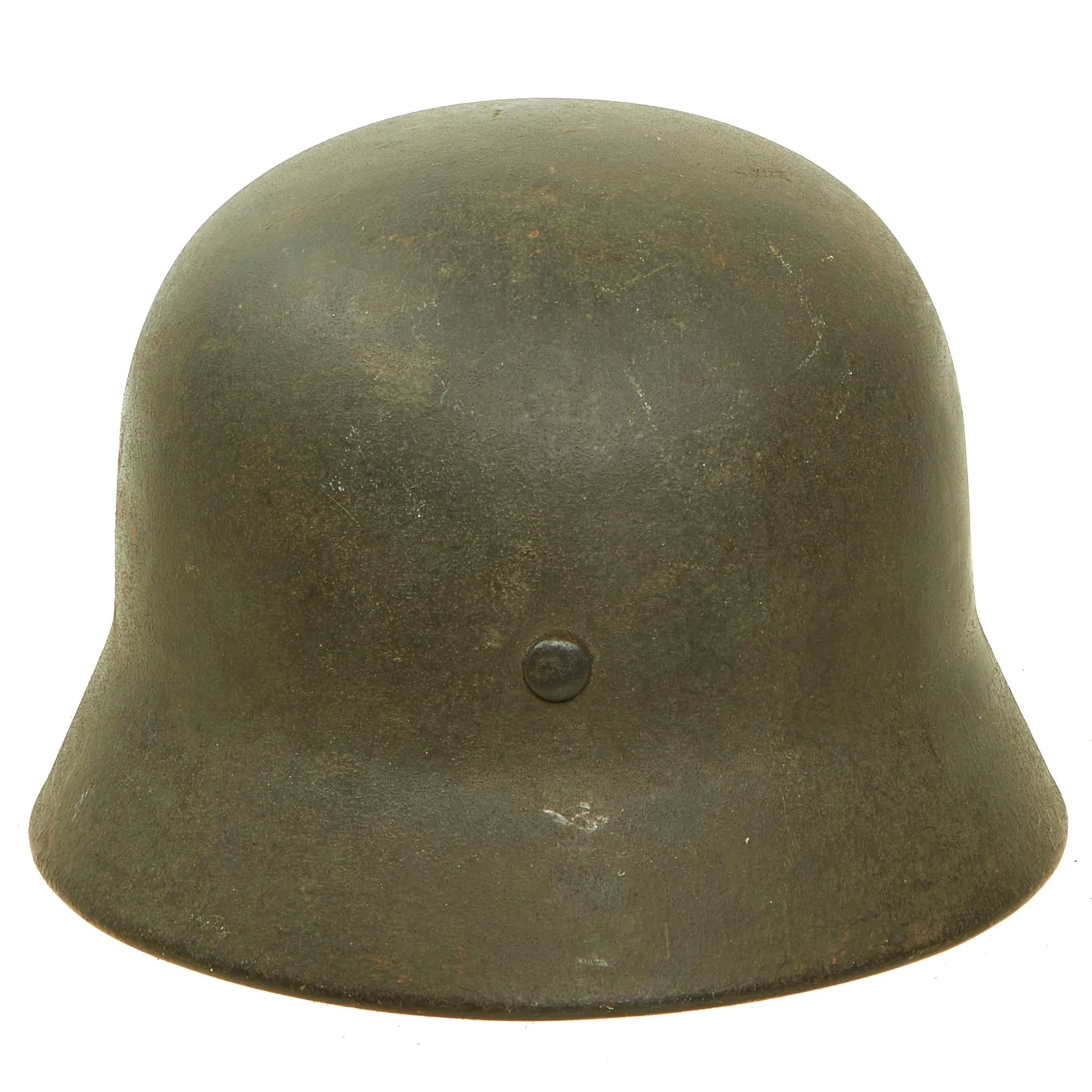 Original German WWII Army Heer M40 No Decal Steel Helmet with Textured Overpaint & 55cm Liner - Q62