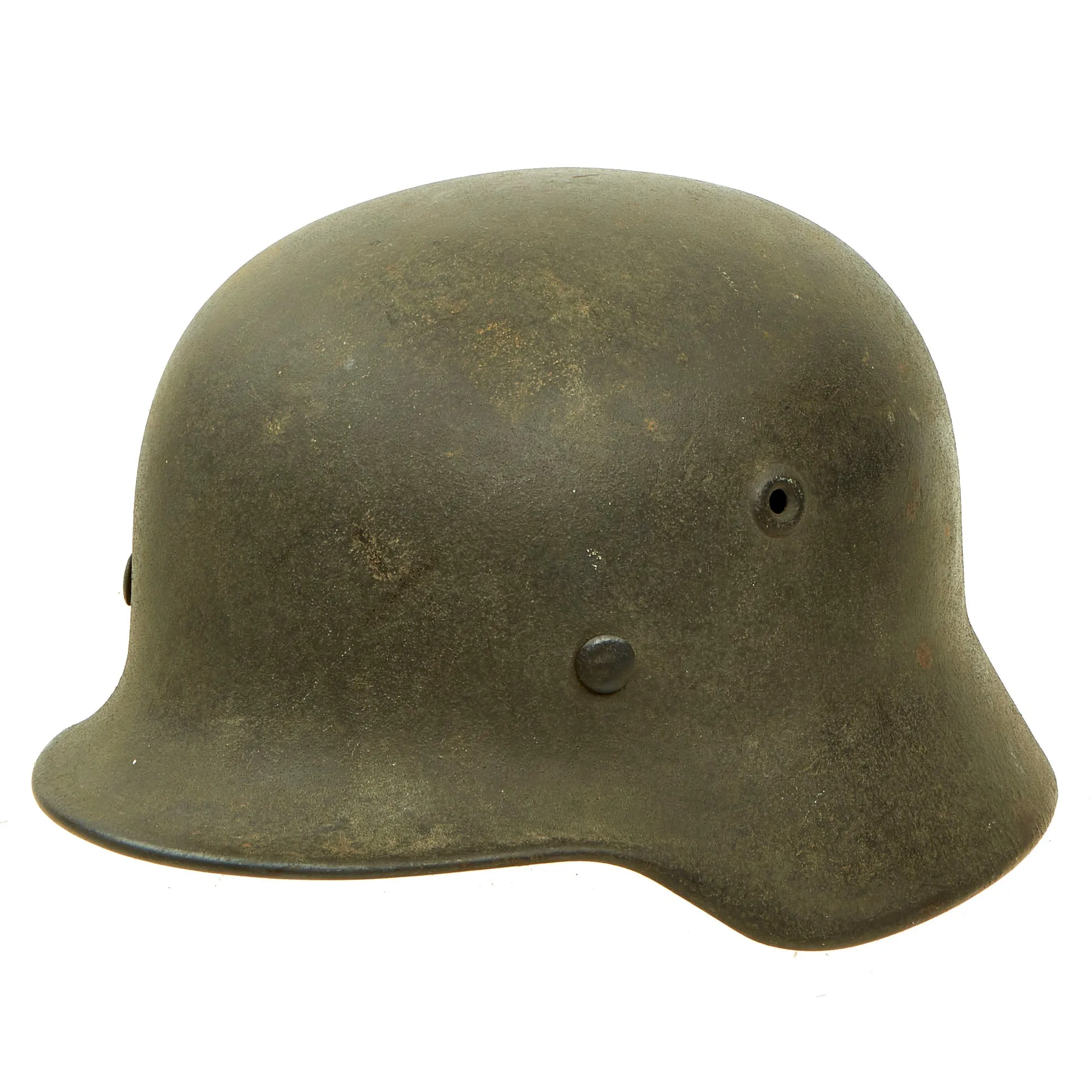 Original German WWII Army Heer M40 No Decal Steel Helmet with Textured Overpaint & 55cm Liner - Q62