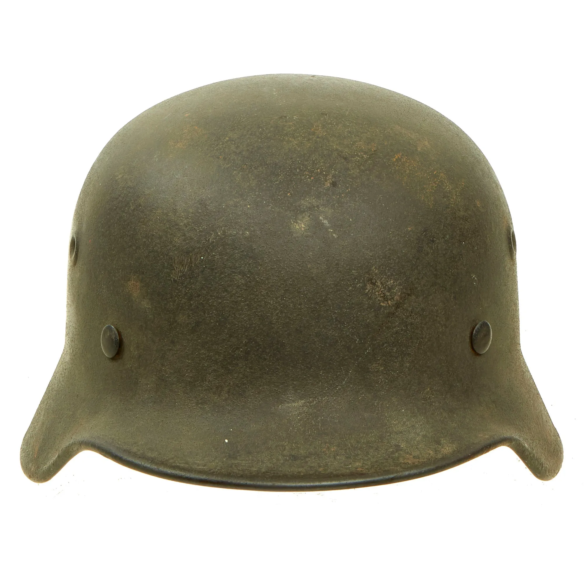 Original German WWII Army Heer M40 No Decal Steel Helmet with Textured Overpaint & 55cm Liner - Q62