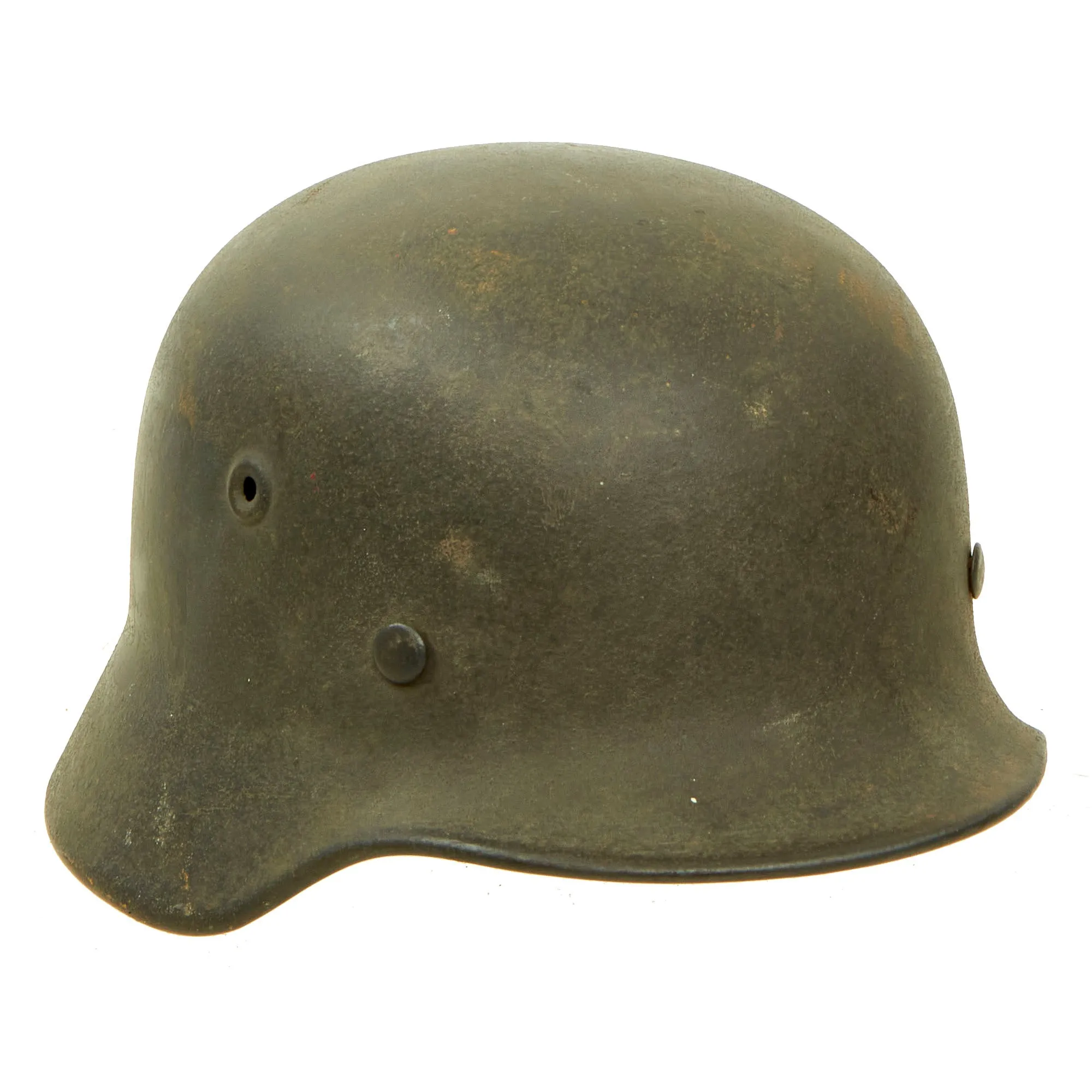 Original German WWII Army Heer M40 No Decal Steel Helmet with Textured Overpaint & 55cm Liner - Q62