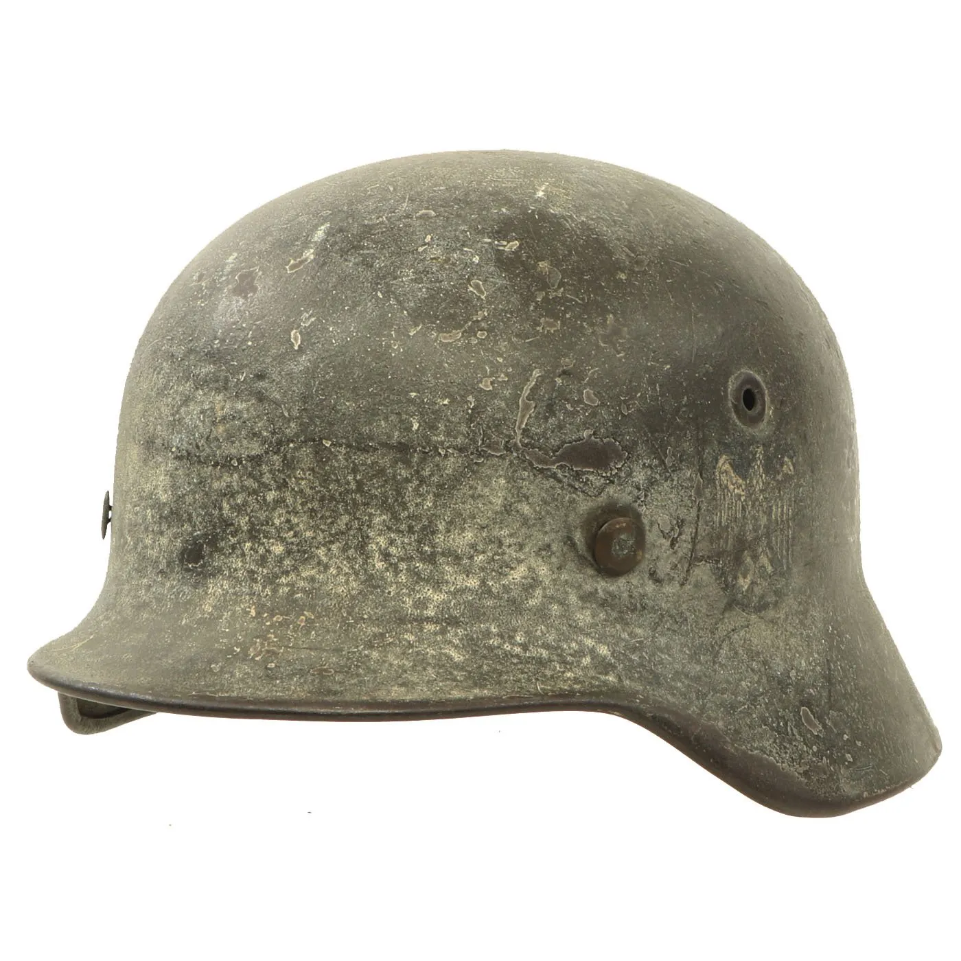 Original German WWII Army Heer M40 Service Worn Single Decal Steel Helmet with 54cm Liner - Q62