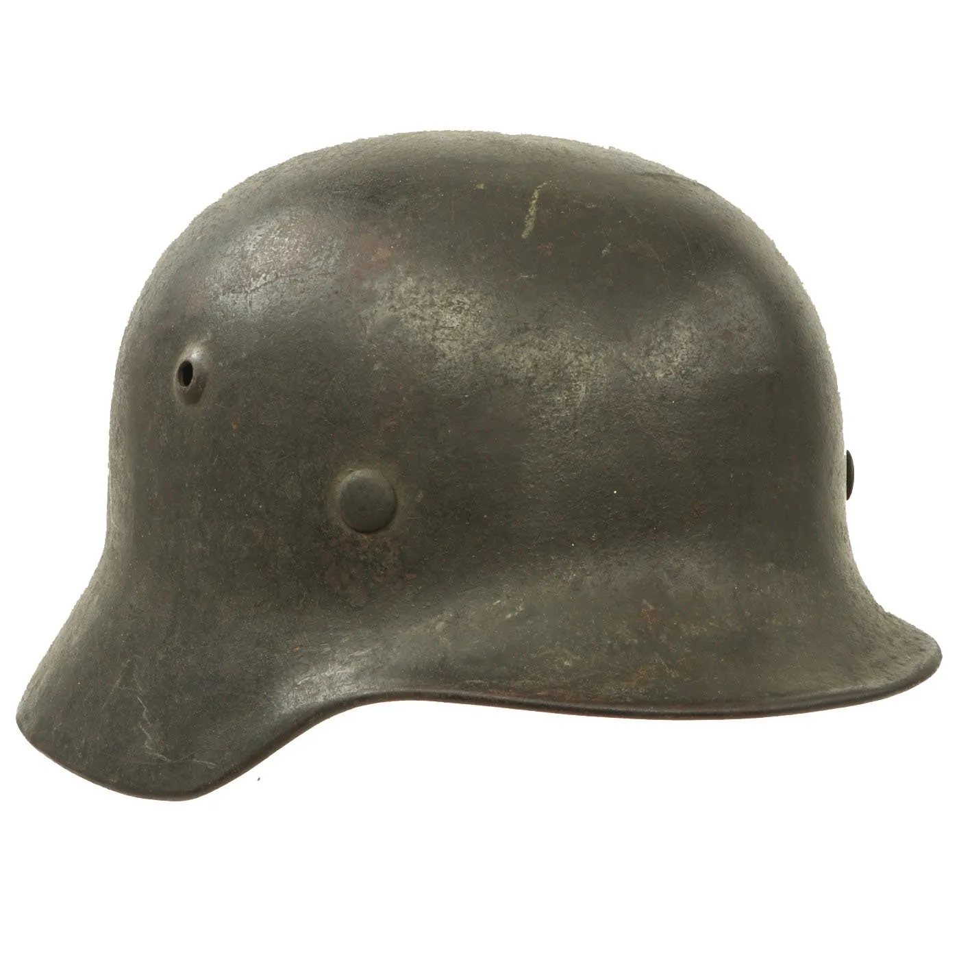 Original German WWII Army Heer M40 Service Worn Single Decal Steel Helmet with 55cm Liner - hkp62