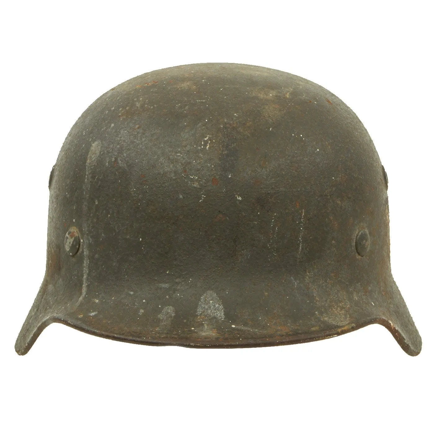 Original German WWII Army Heer M40 Service Worn Single Decal Steel Helmet with Textured Paint - Q64