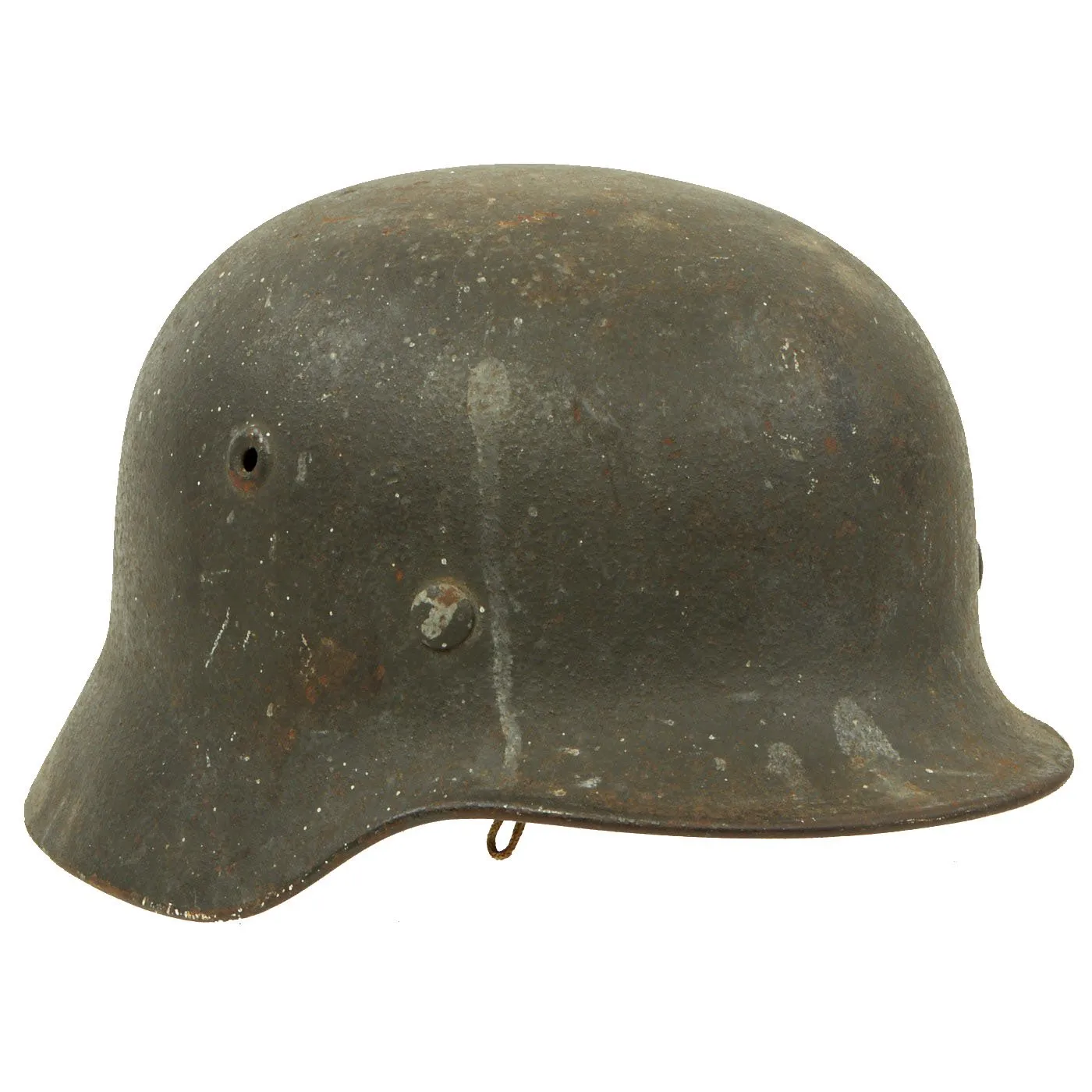 Original German WWII Army Heer M40 Service Worn Single Decal Steel Helmet with Textured Paint - Q64