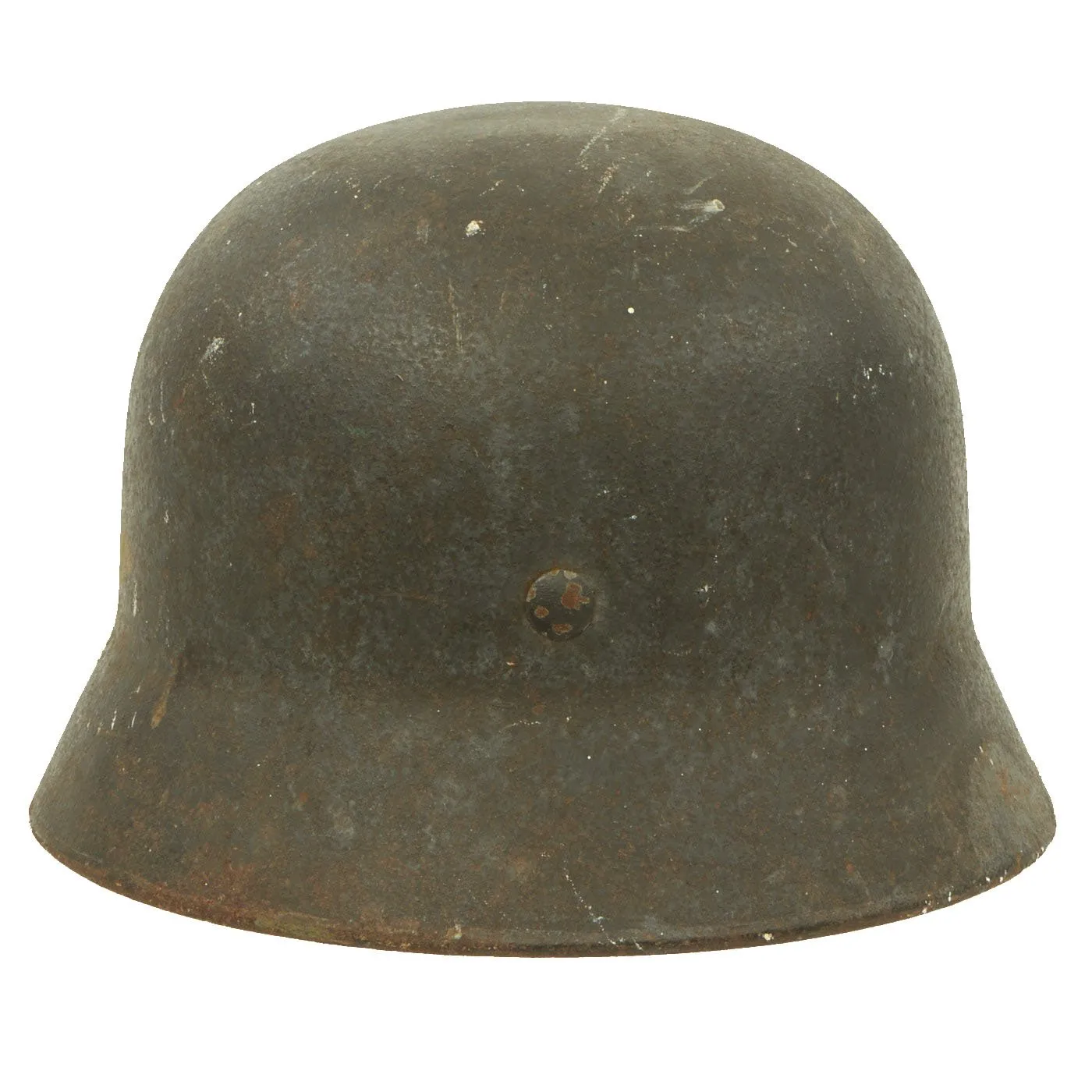 Original German WWII Army Heer M40 Service Worn Single Decal Steel Helmet with Textured Paint - Q64