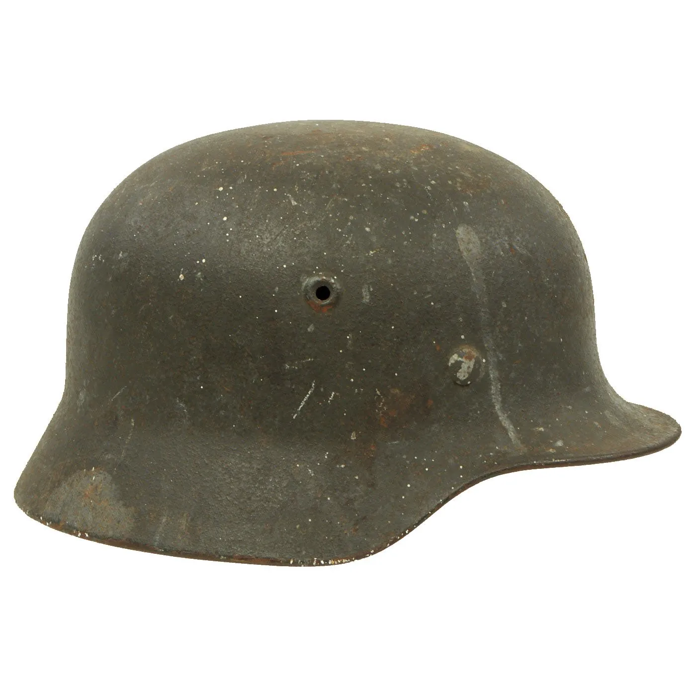 Original German WWII Army Heer M40 Service Worn Single Decal Steel Helmet with Textured Paint - Q64