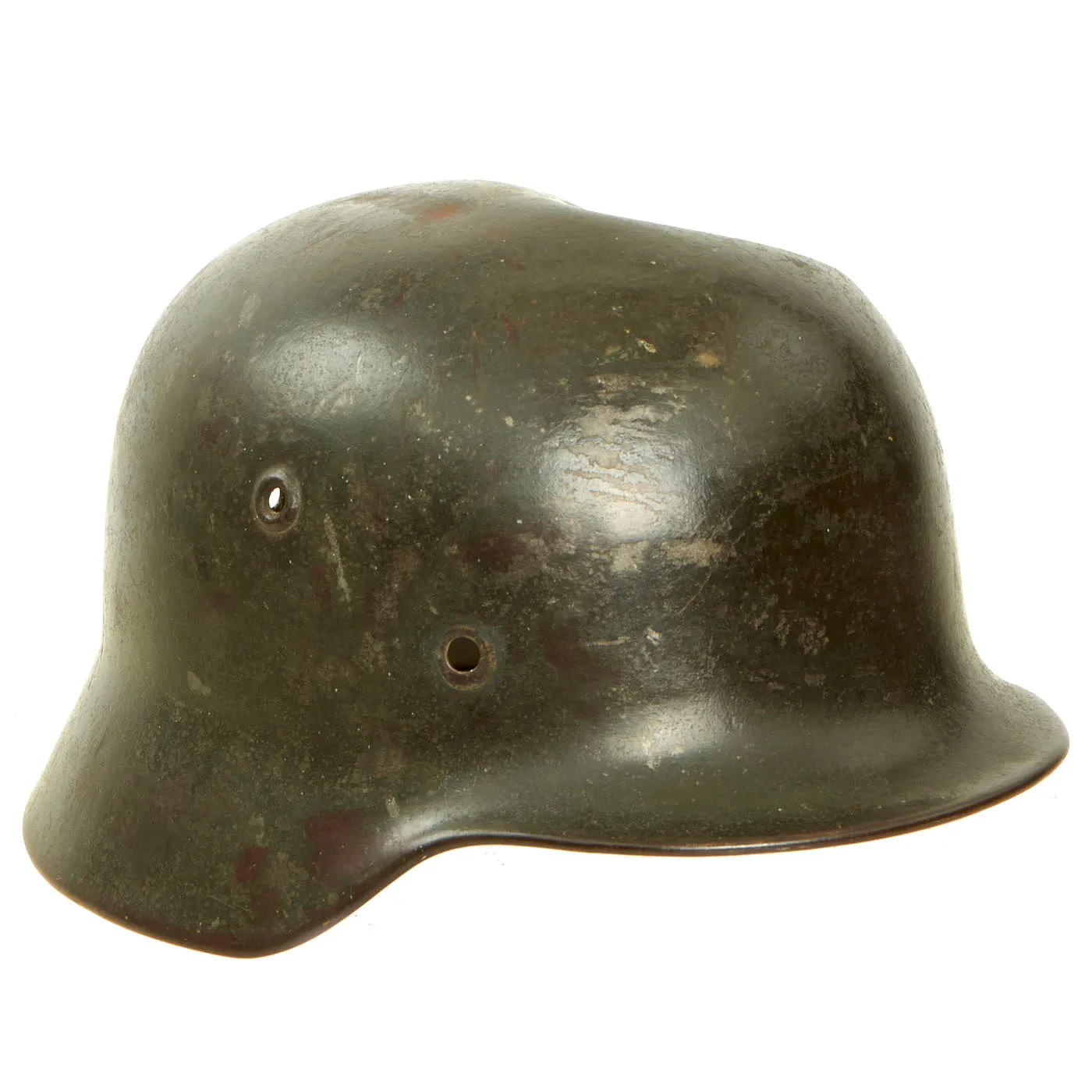 Original German WWII Army Heer M40 Single Decal Battle Damaged Steel Helmet Shell - Stamped ET64