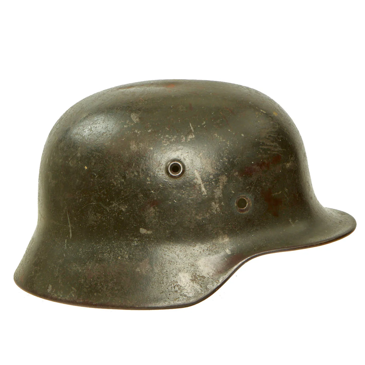 Original German WWII Army Heer M40 Single Decal Battle Damaged Steel Helmet Shell - Stamped ET64