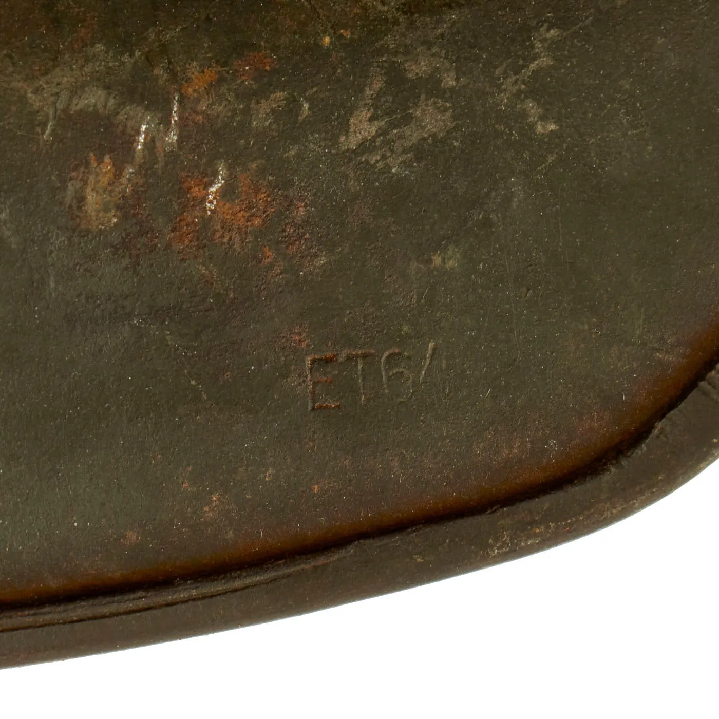 Original German WWII Army Heer M40 Single Decal Battle Damaged Steel Helmet Shell - Stamped ET64